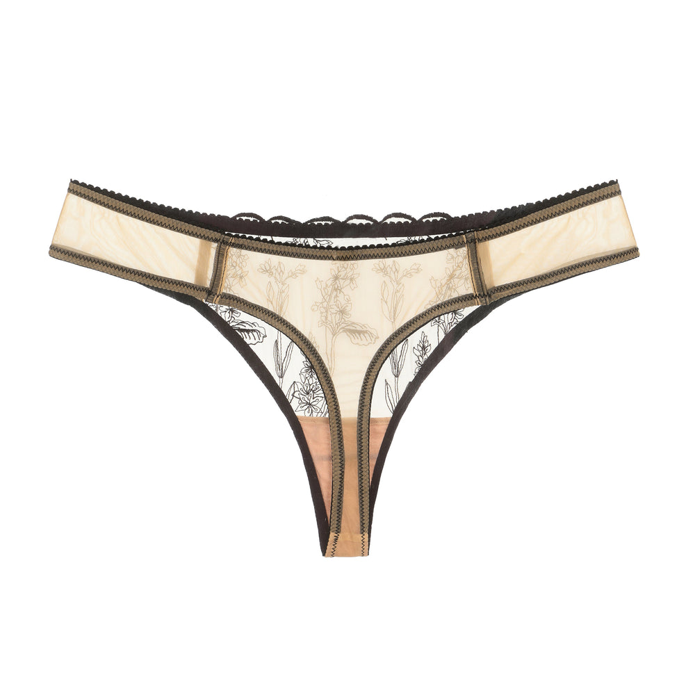 Kim Thong in Floral Embroidery on Jelly Fabric in beige | Amour d'Agnette