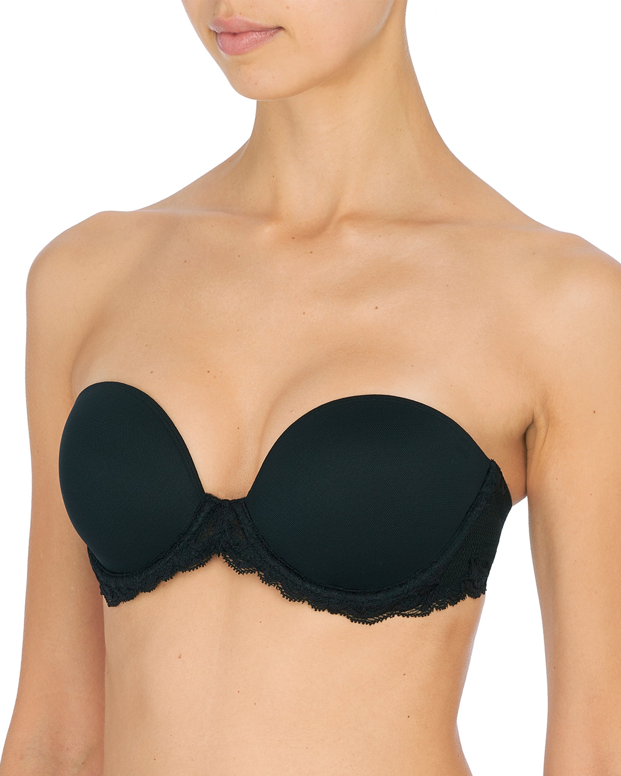 Natori Feathers Strapless Plunge Bra in black