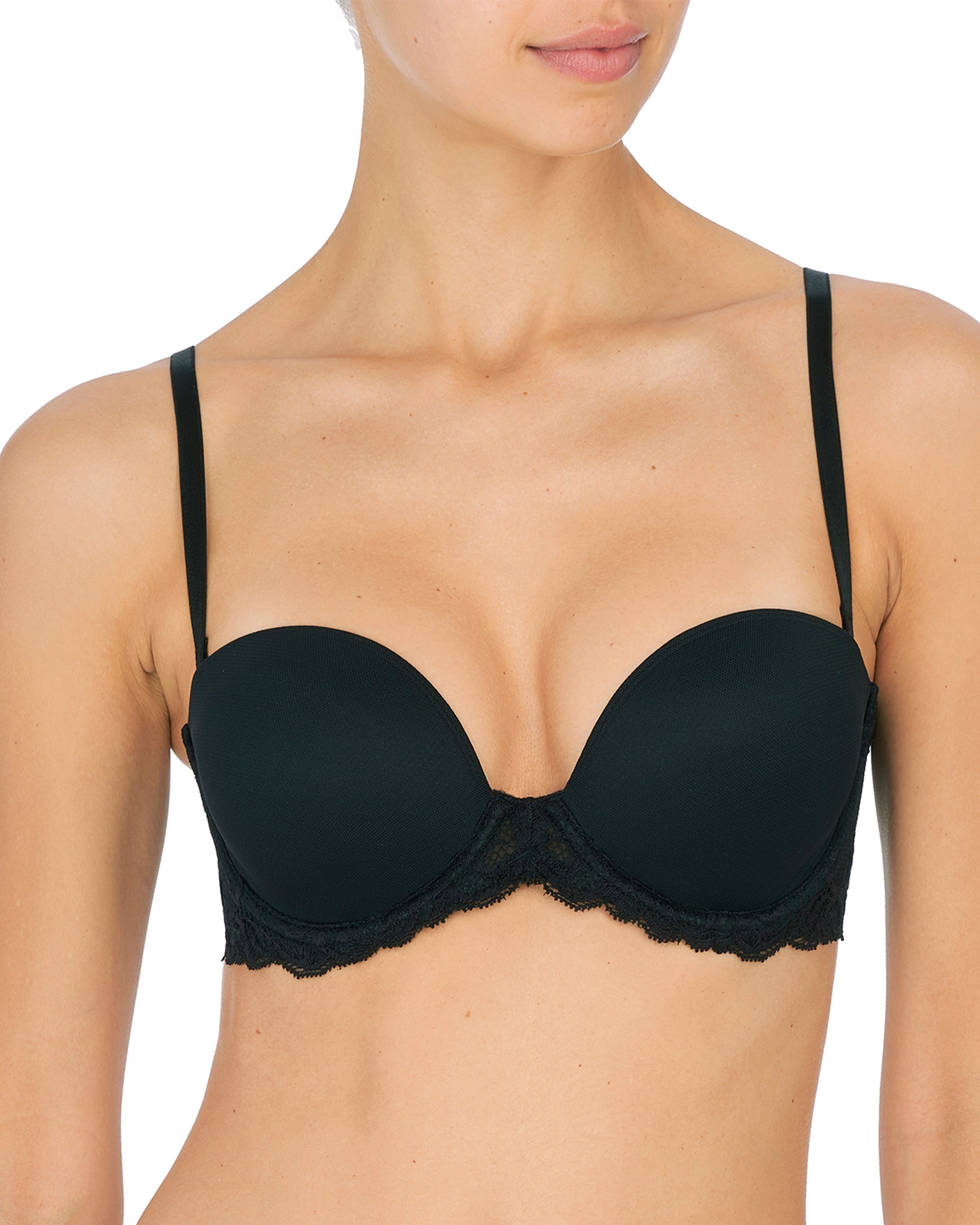 Natori Feathers Strapless Plunge Bra in black
