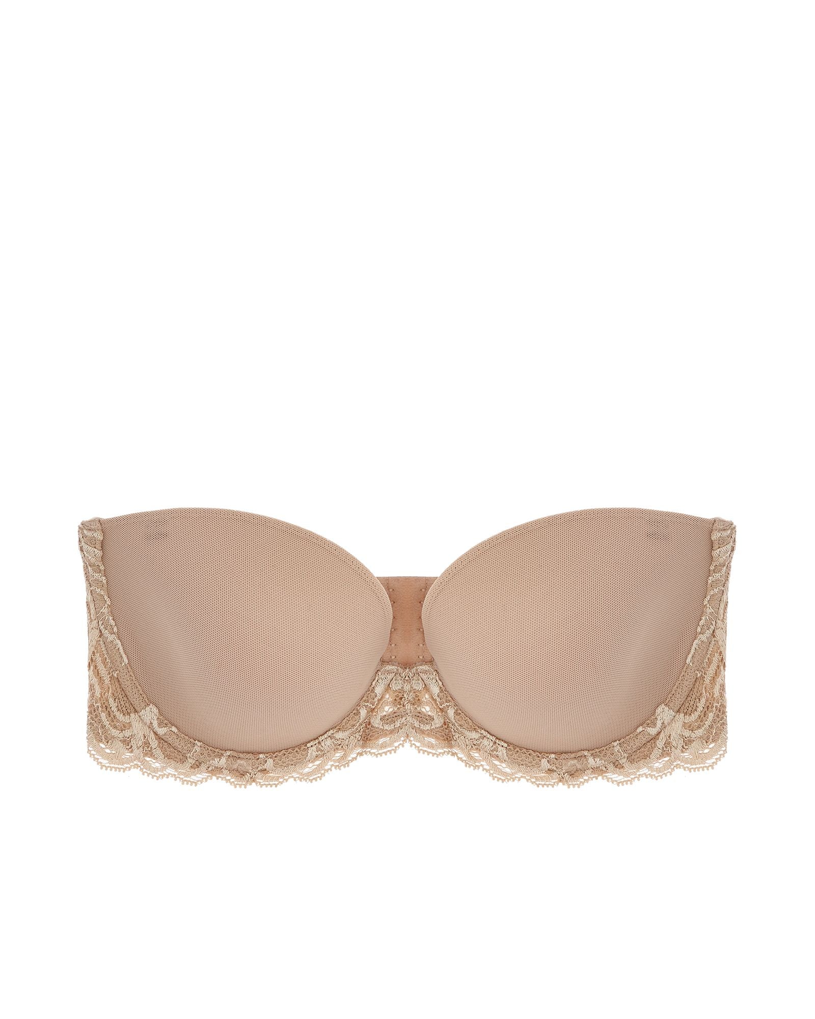 Natori Feathers Strapless Plunge Bra in beige