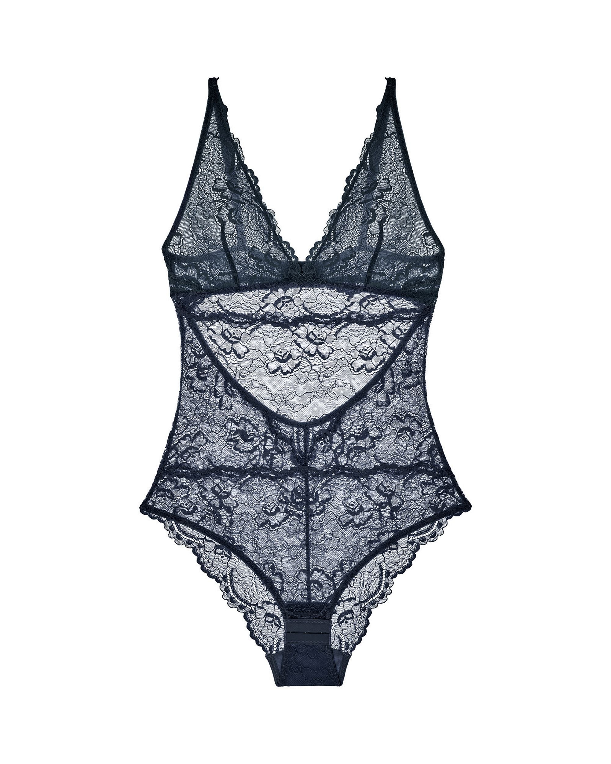 Samantha Chang All Lace Bodysuit in blue
