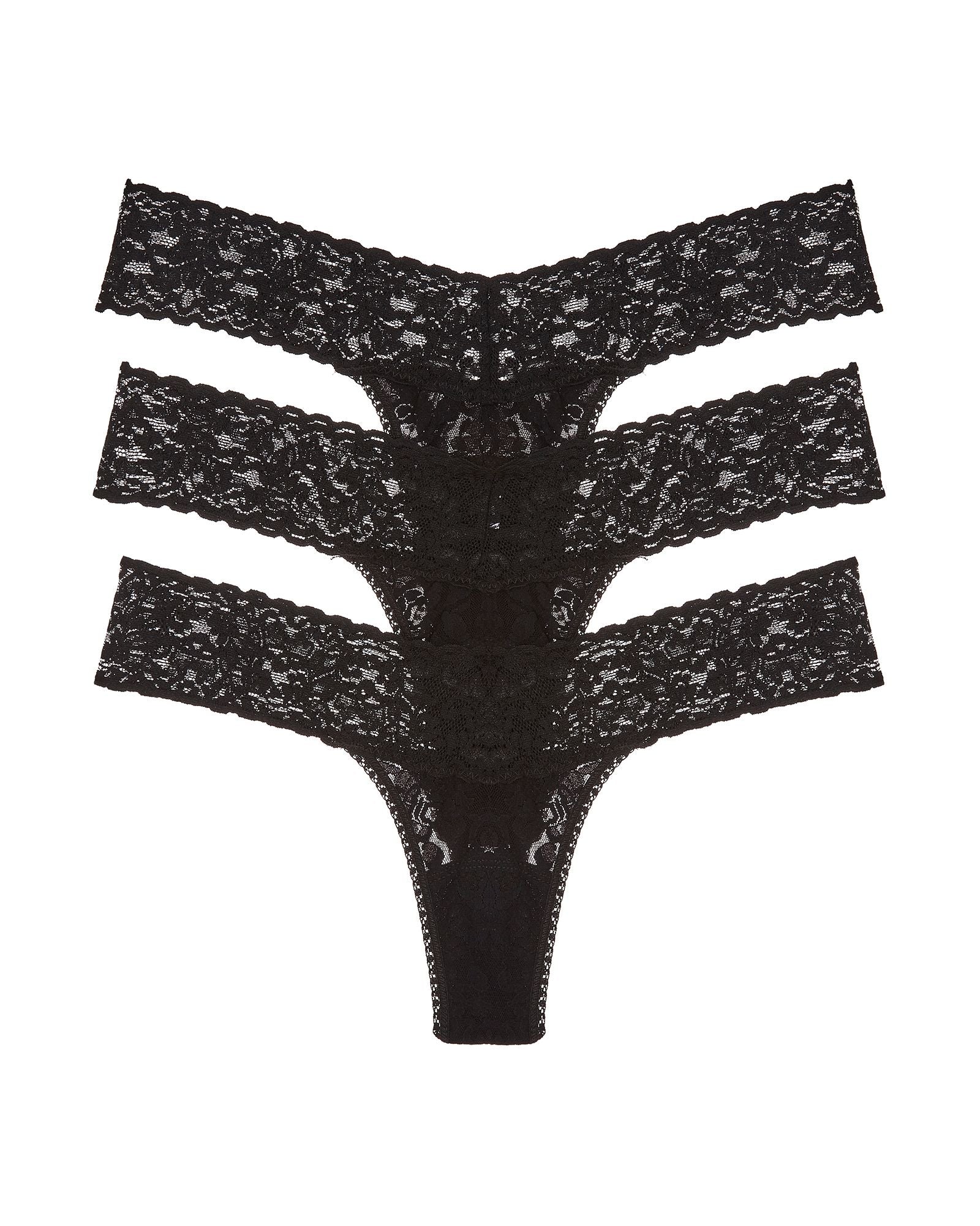Hanky Panky Signature Lace Low Rise Thong 3-Pack in black
