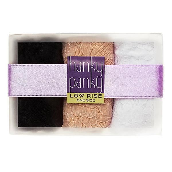 Hanky Panky Signature Lace Low Rise Thong 3-Pack in beige