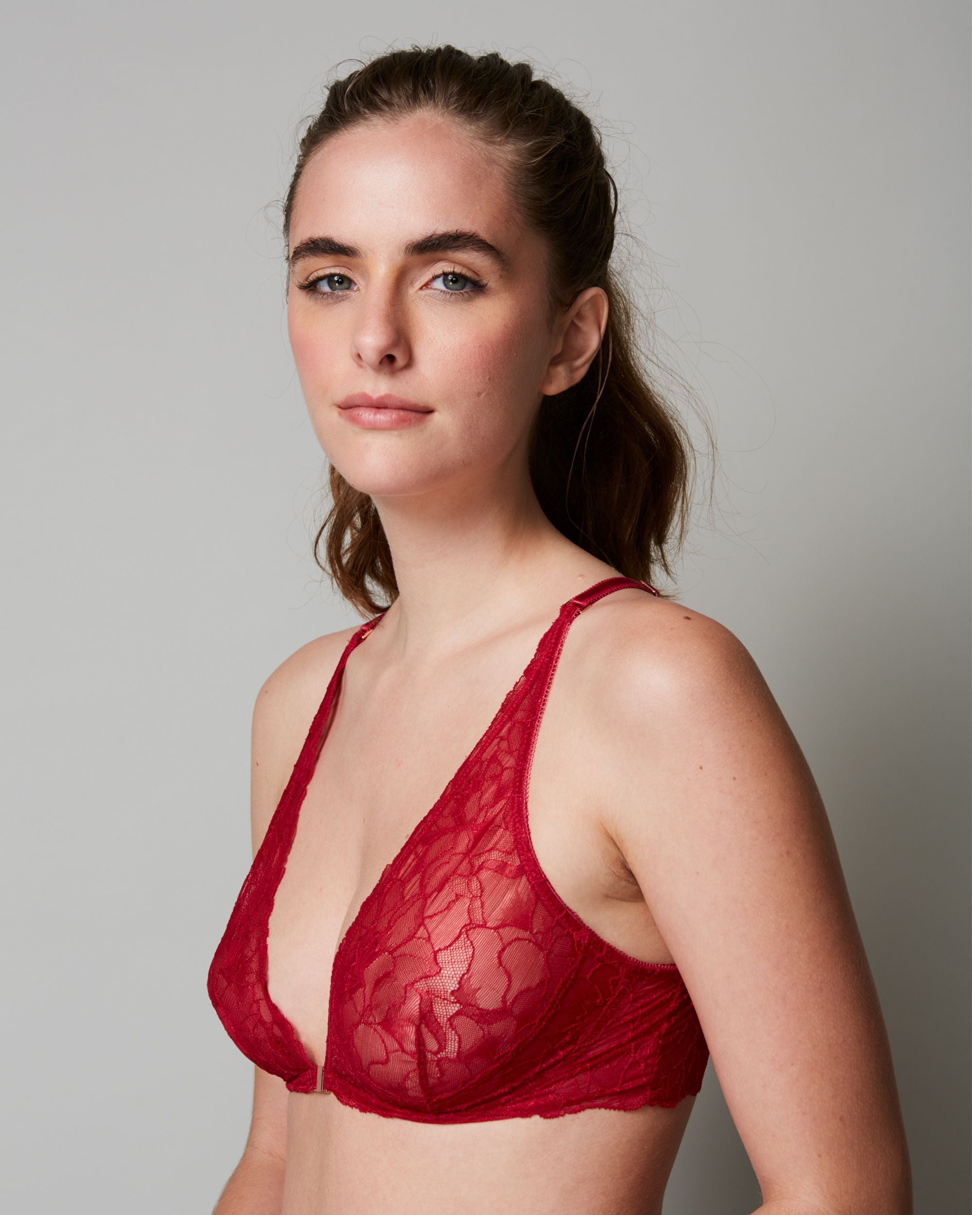 Samantha Chang All Lace Glamour Halter Bra in red