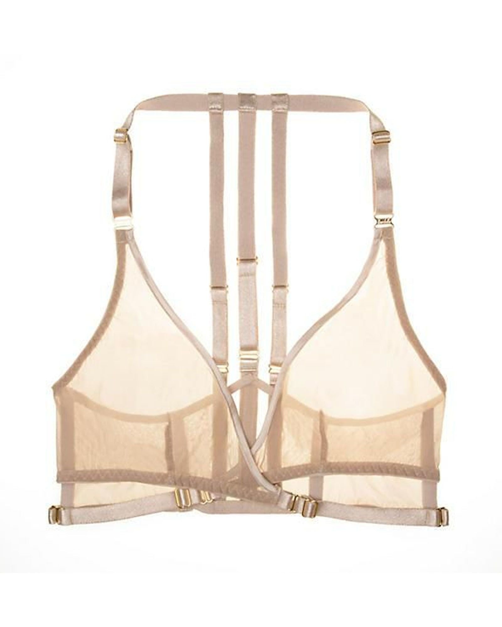 Bordelle Art Deco Mesh Wrap Bra in beige