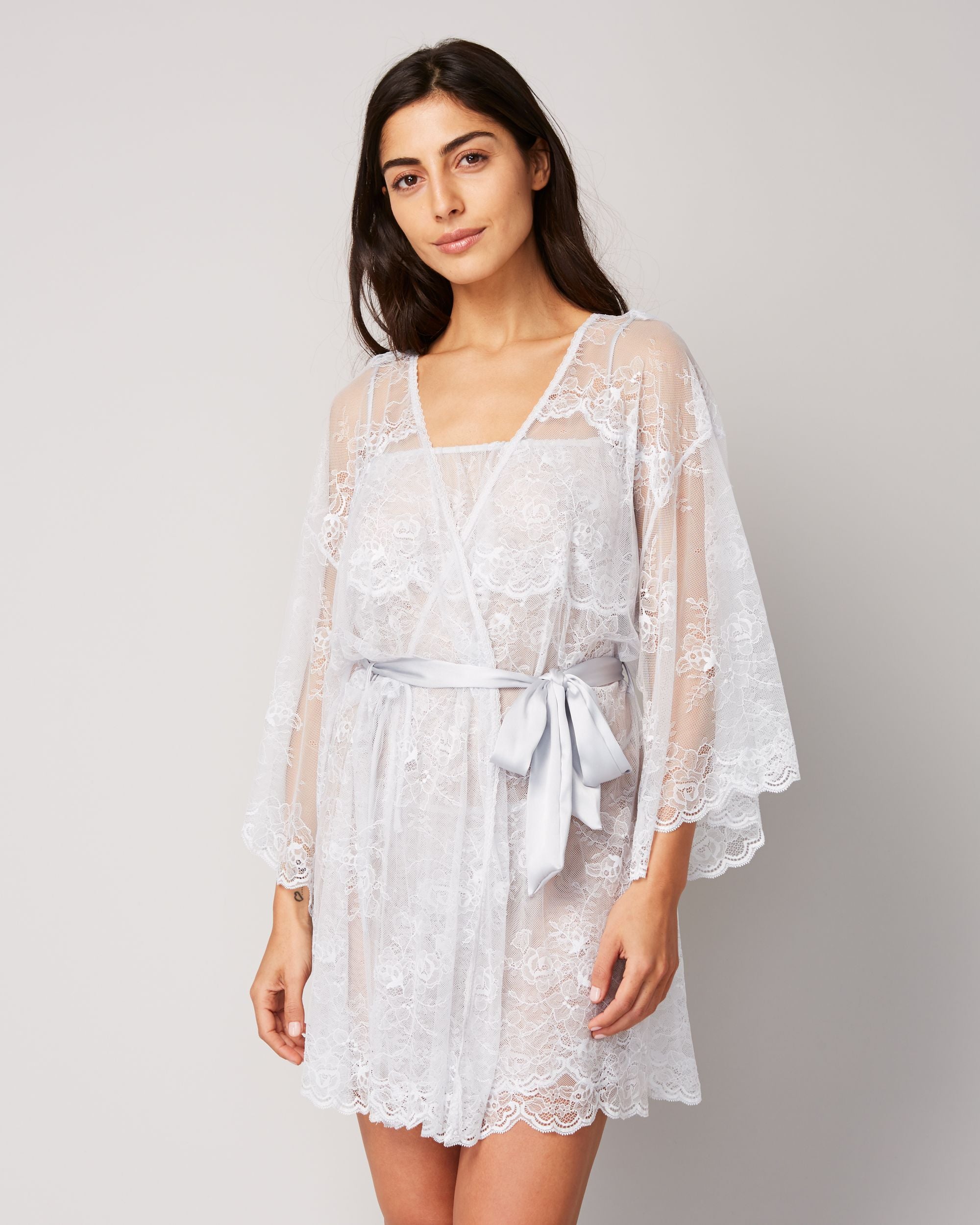 Eberjey Aurora Lace Robe in blue