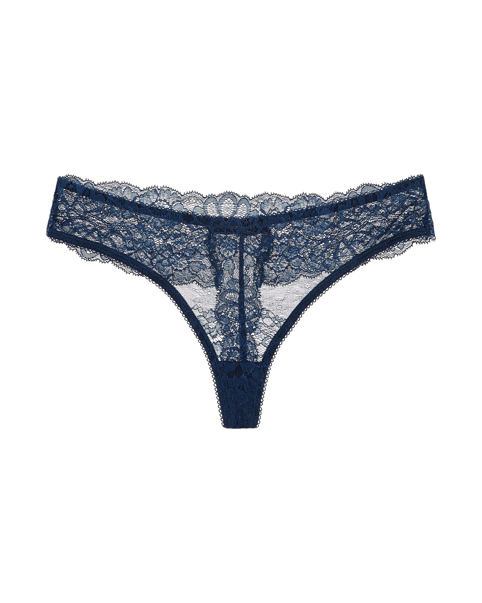 Samantha Chang All Lace Boudoir Thong in blue