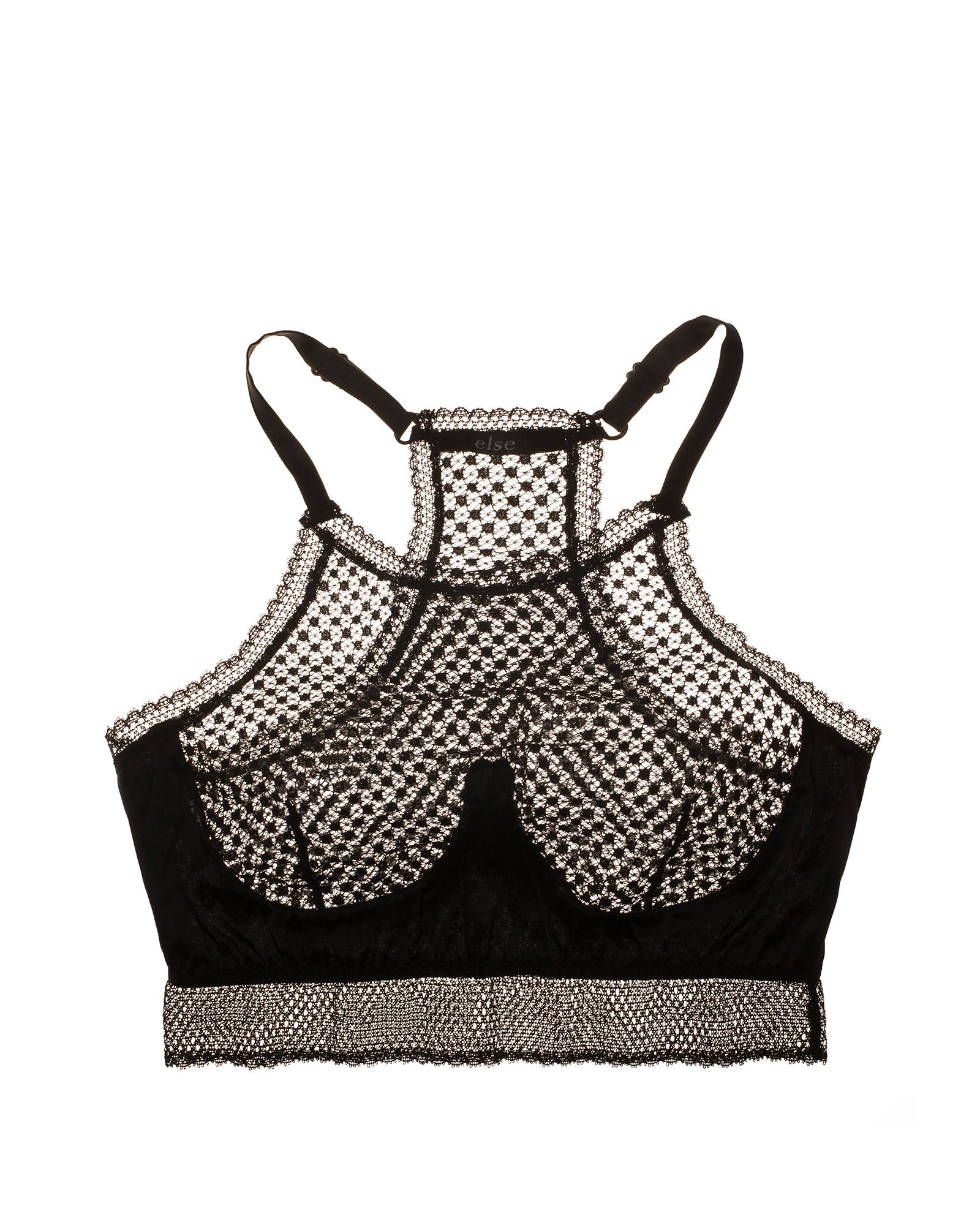 Else Bella High Neck Halter Racerback Bra in black