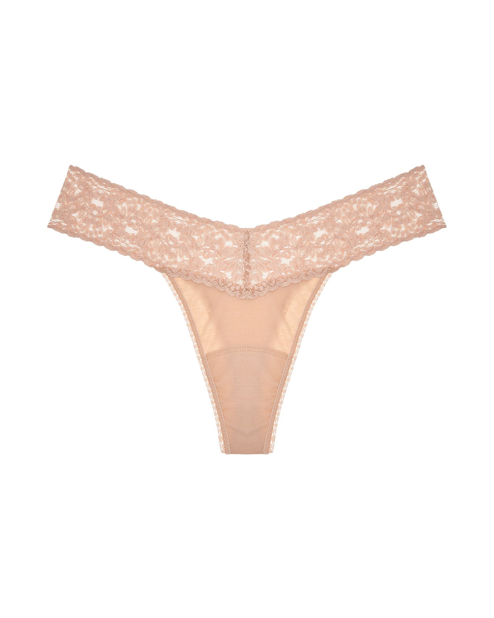 Hanky Panky Cotton Low Rise Thong in beige