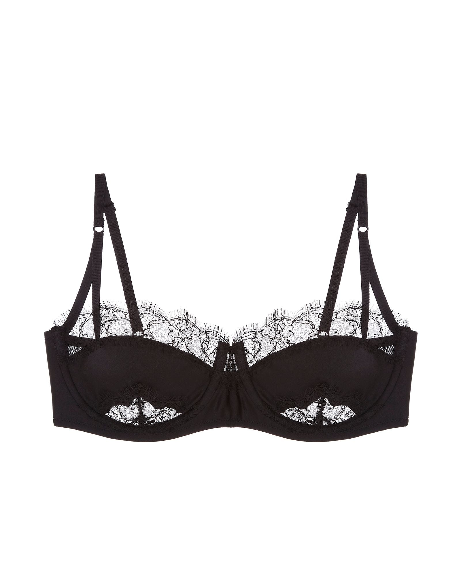 Kiki de Montparnasse Lace Inset Balconette Bra in black