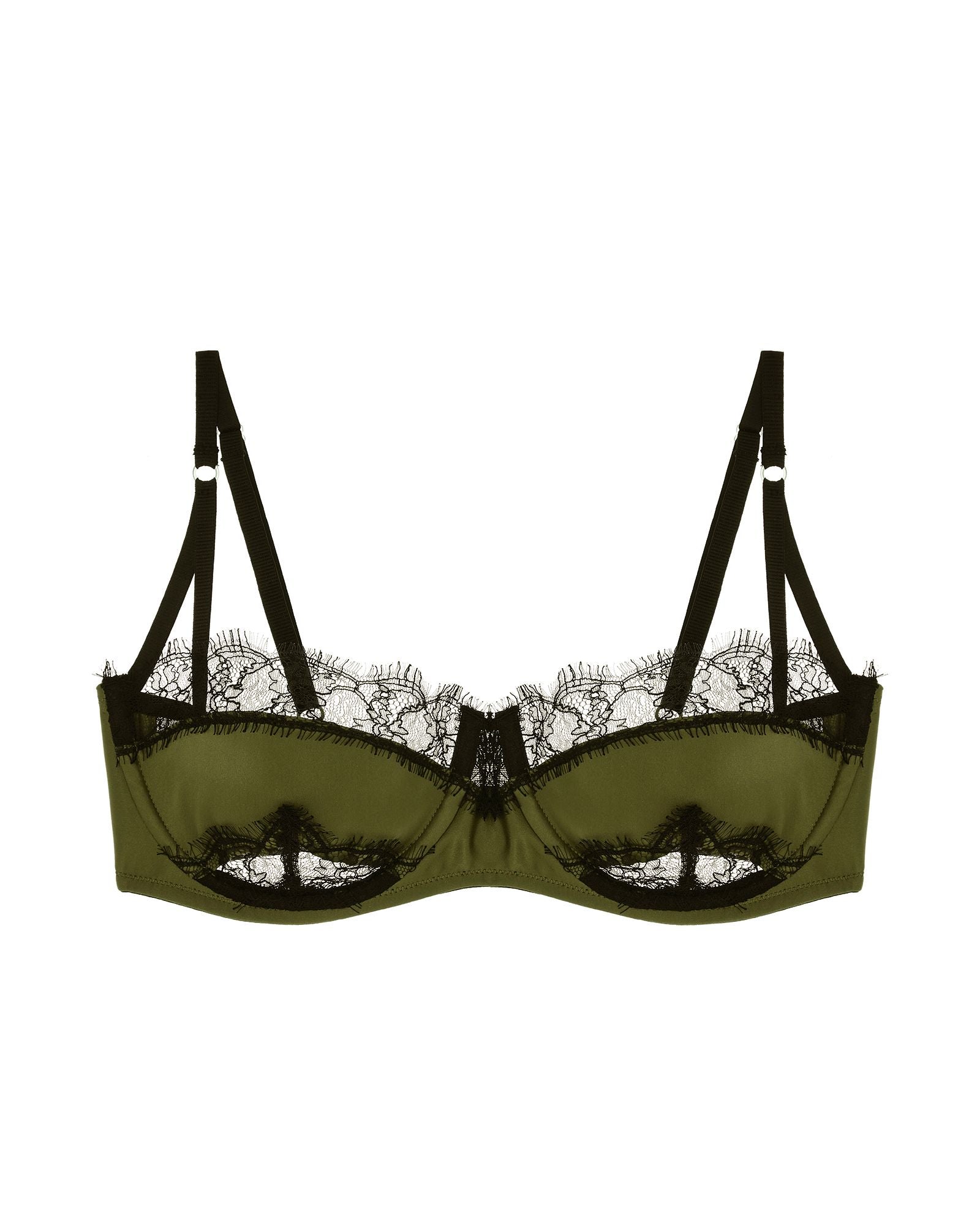 Kiki de Montparnasse Lace Inset Balconette Bra in green