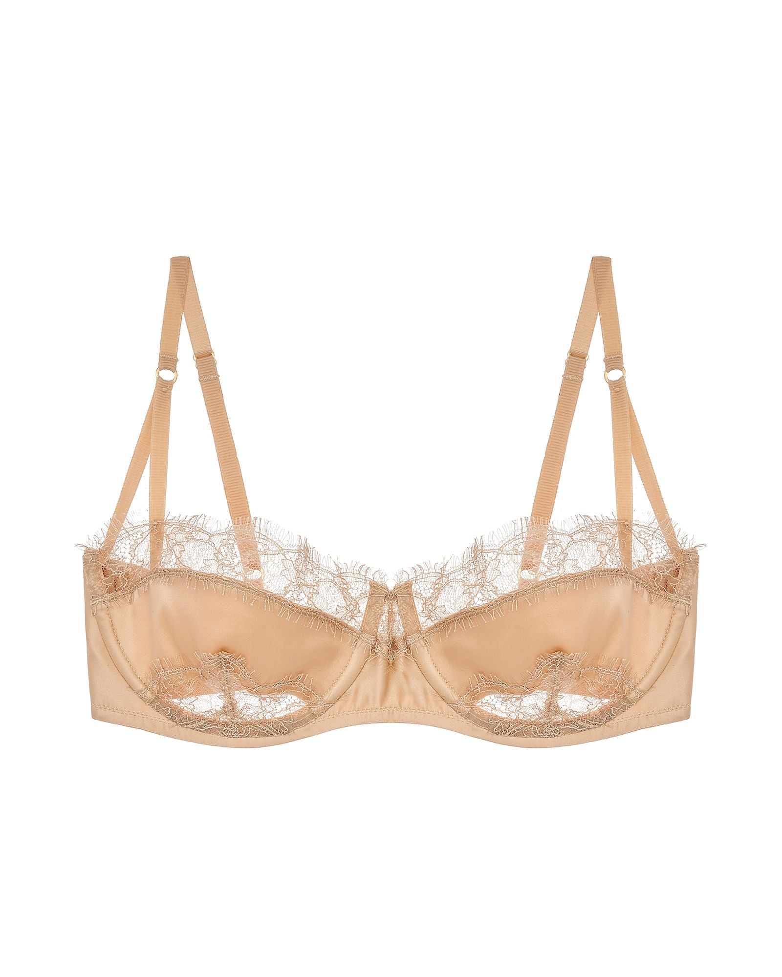 Kiki de Montparnasse Lace Inset Balconette Bra in beige