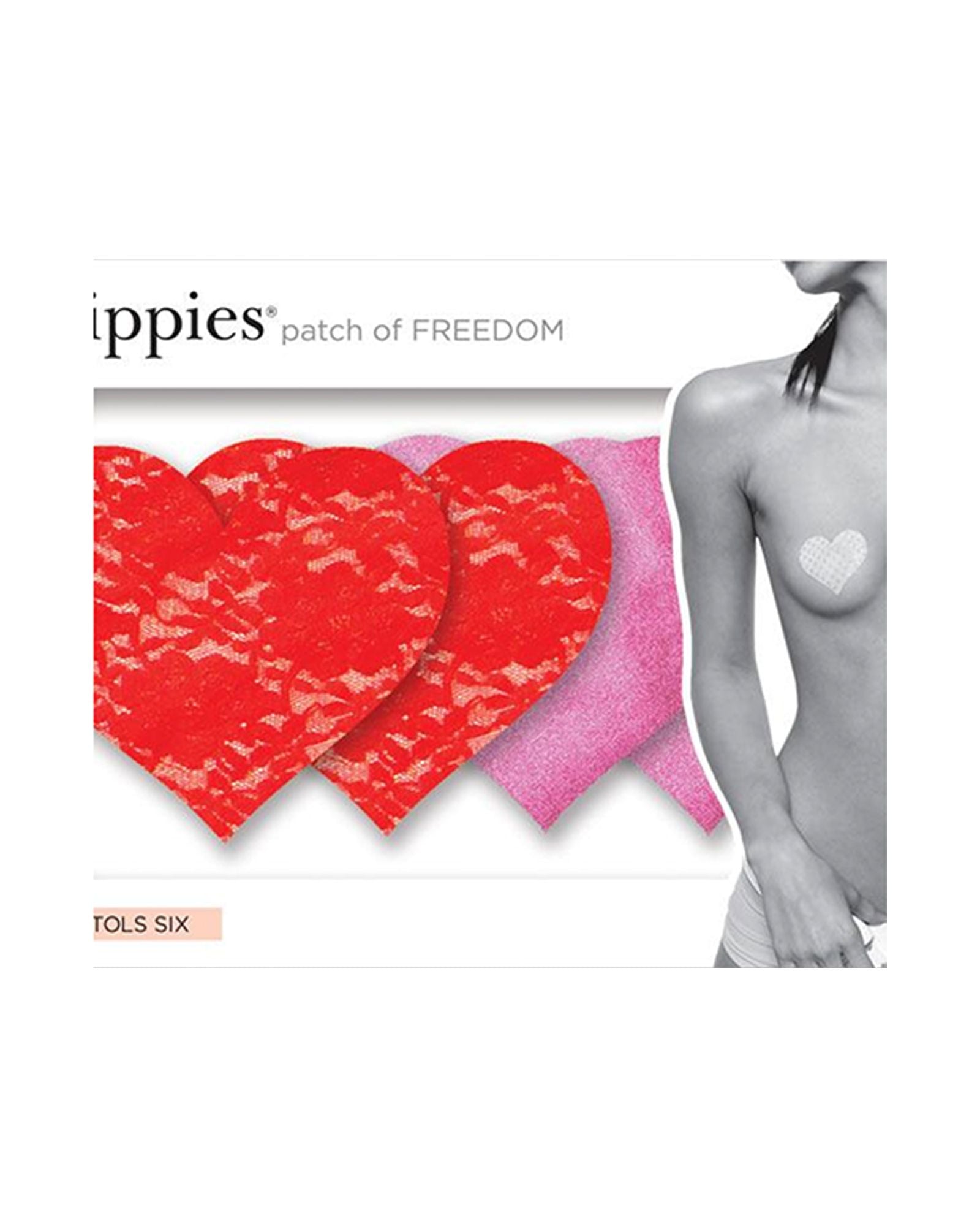 Nippies Bristols Six Love Lace Heart Nipple Covers in red