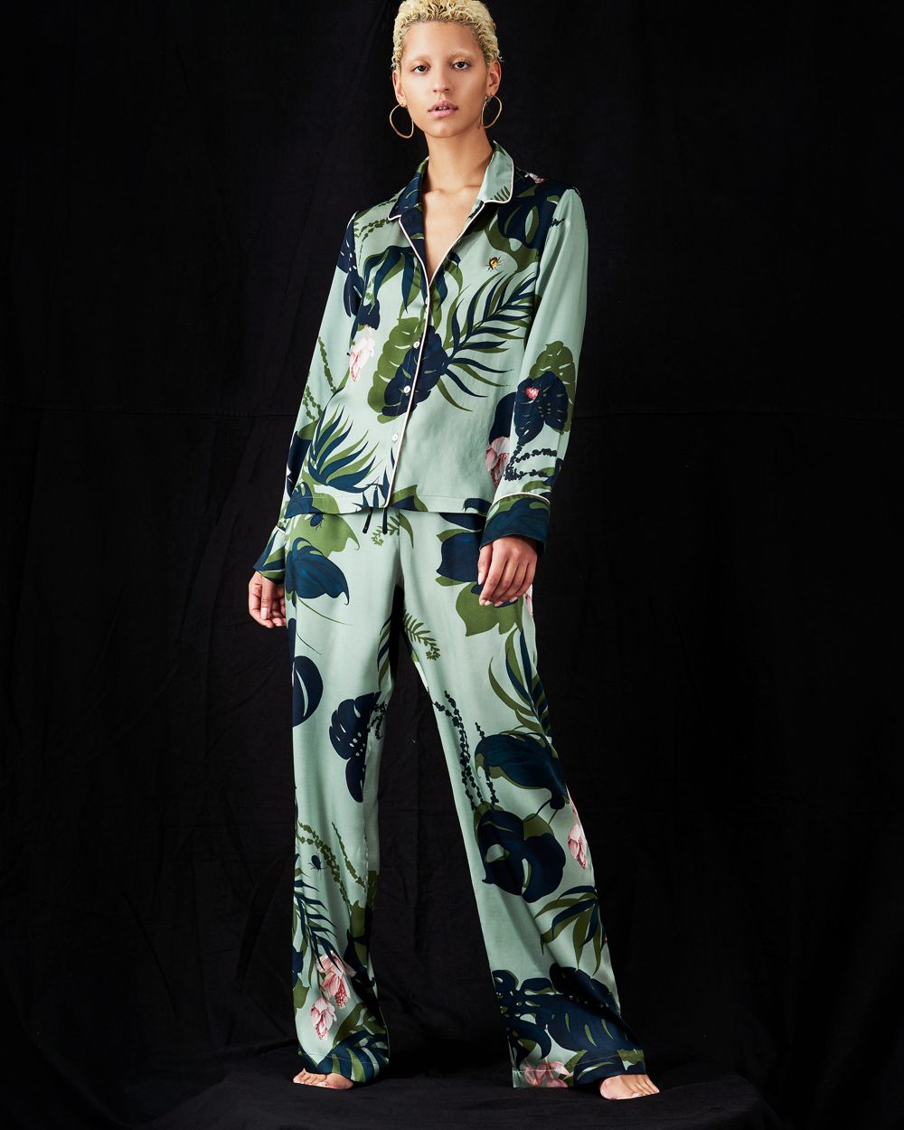 Violet & Wren Botanist Pyjama Trouser in green