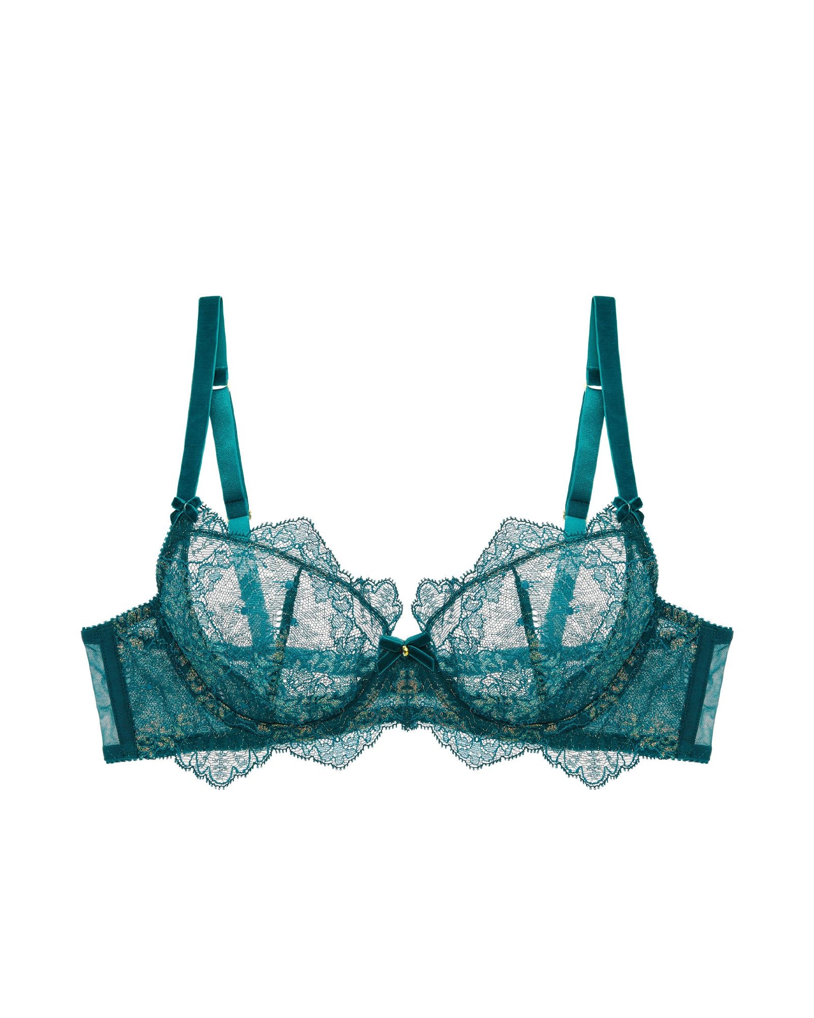 Dita Von Teese Lurex Lace Underwire Bra in green