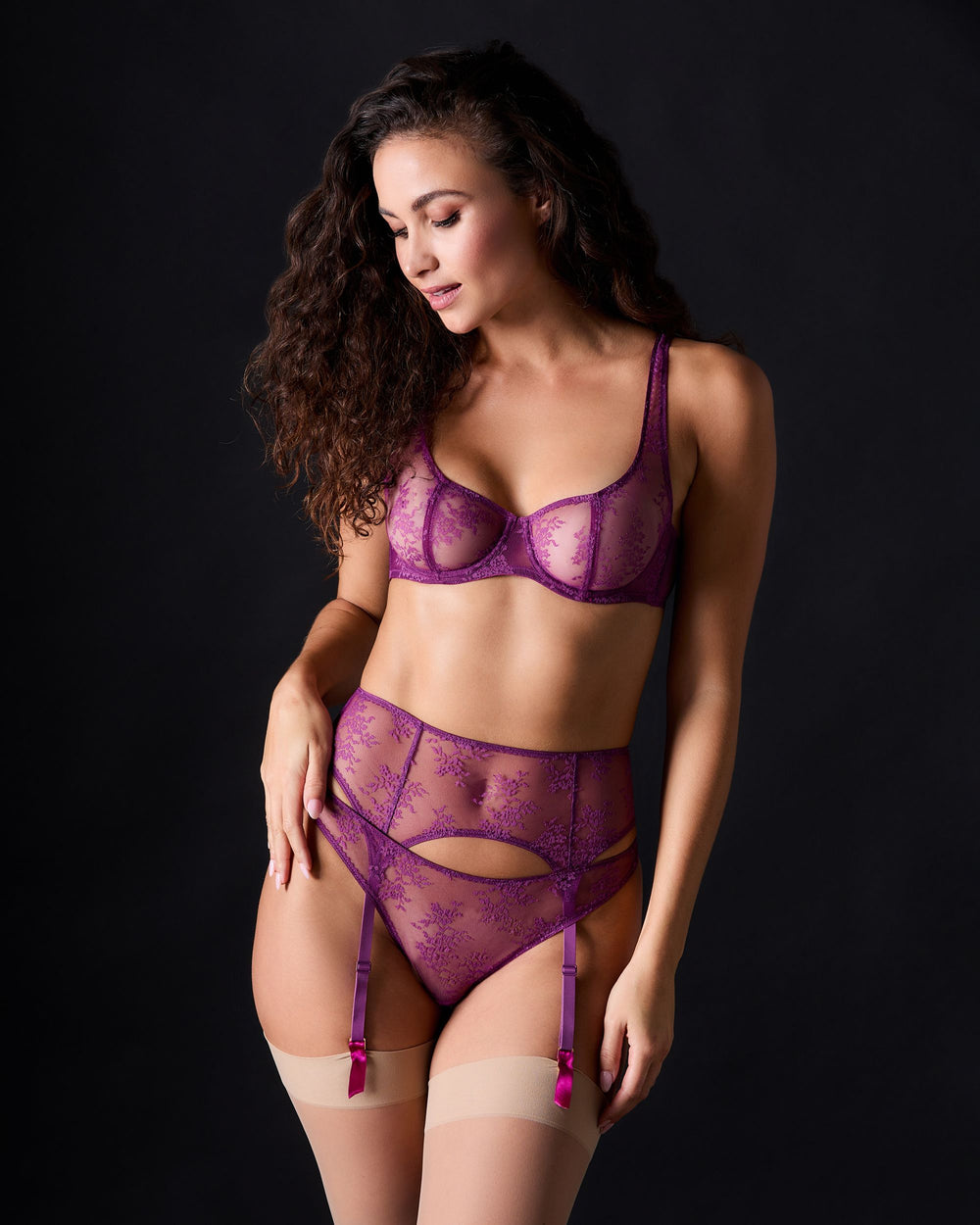 Journelle Romy Suspender Belt in purple