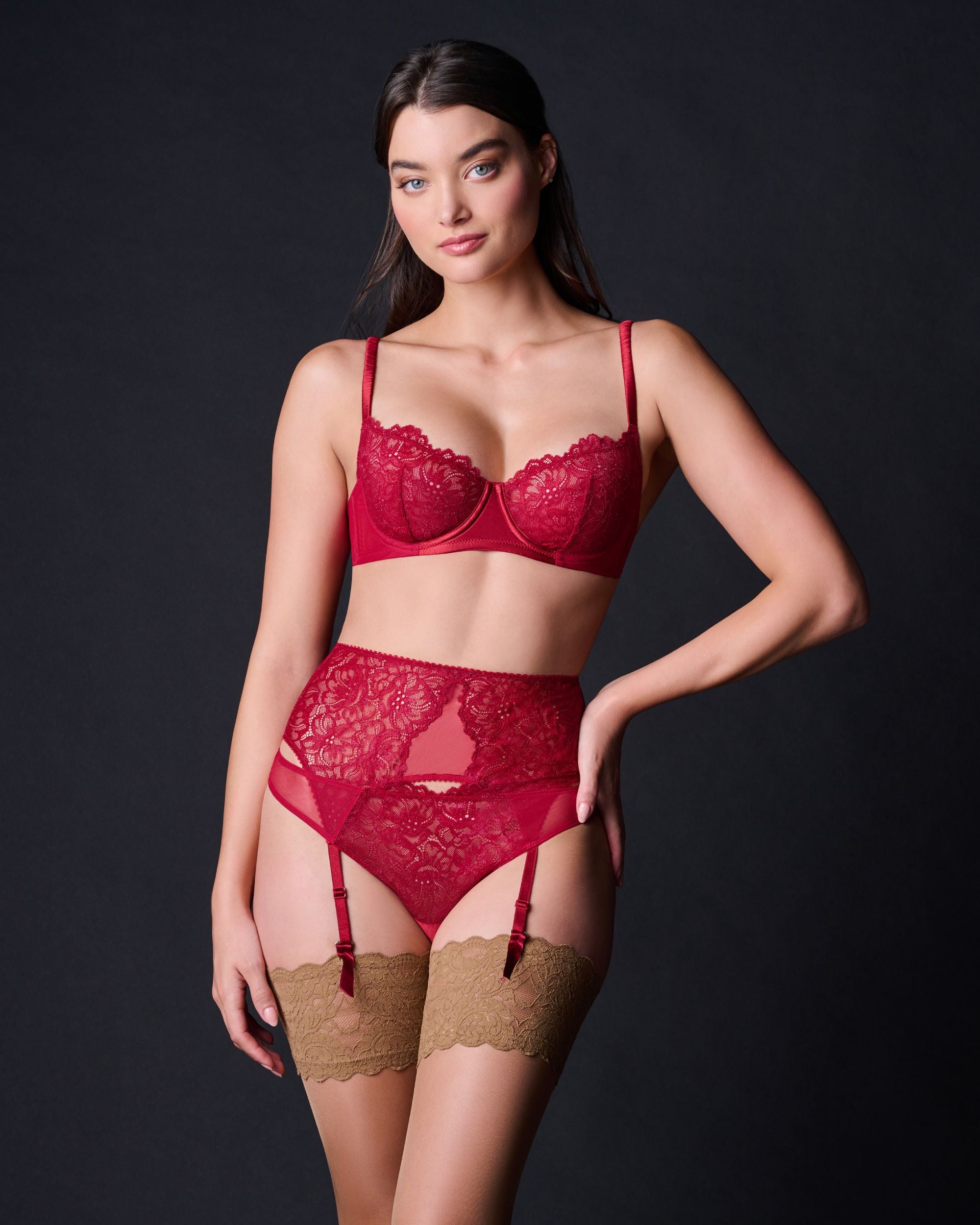 Journelle Lexi Suspender Belt in red