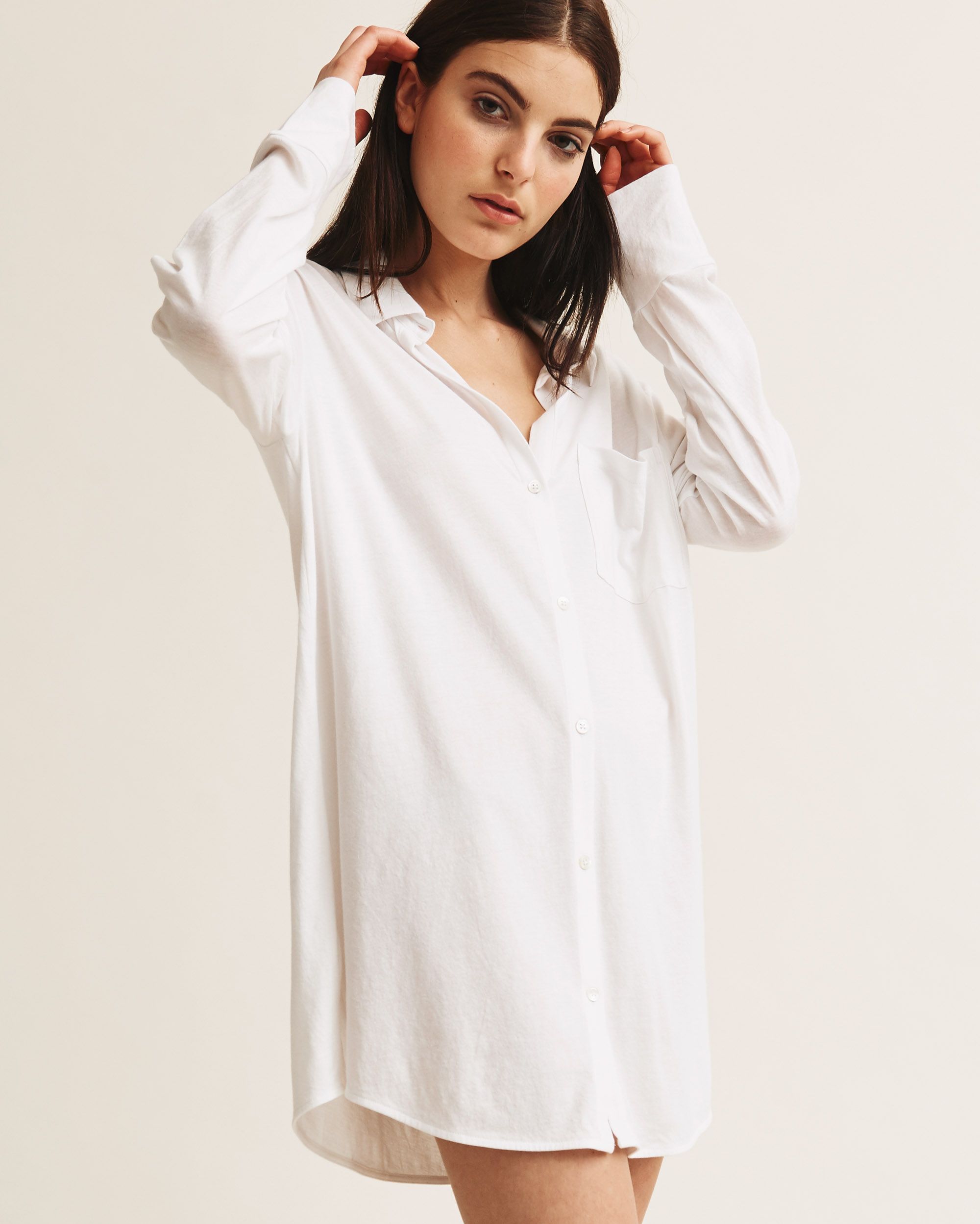 Skin Organic Cotton Jersey Kiana Sleep Shirt in white