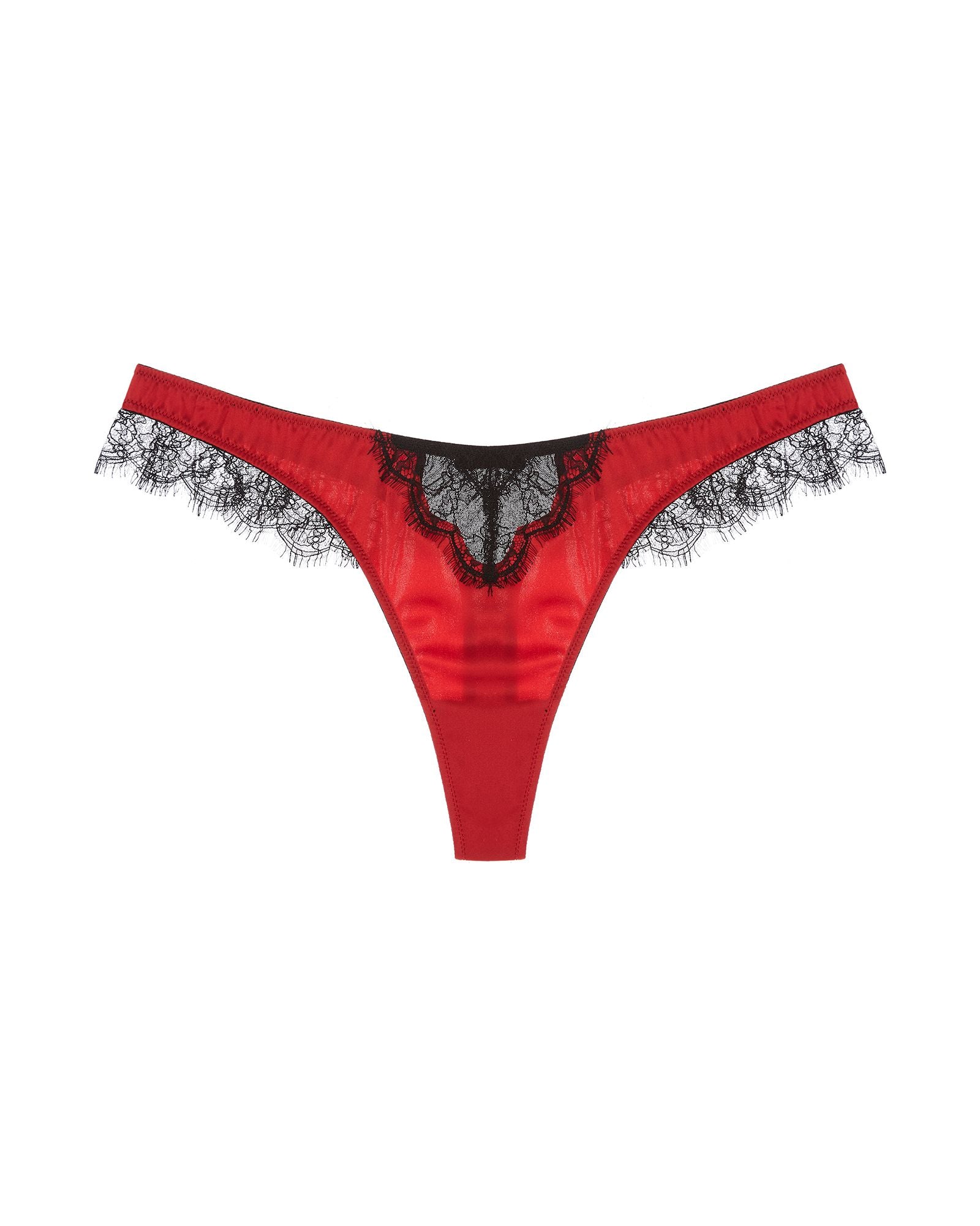 Kiki de Montparnasse Lace Inset Thong in red