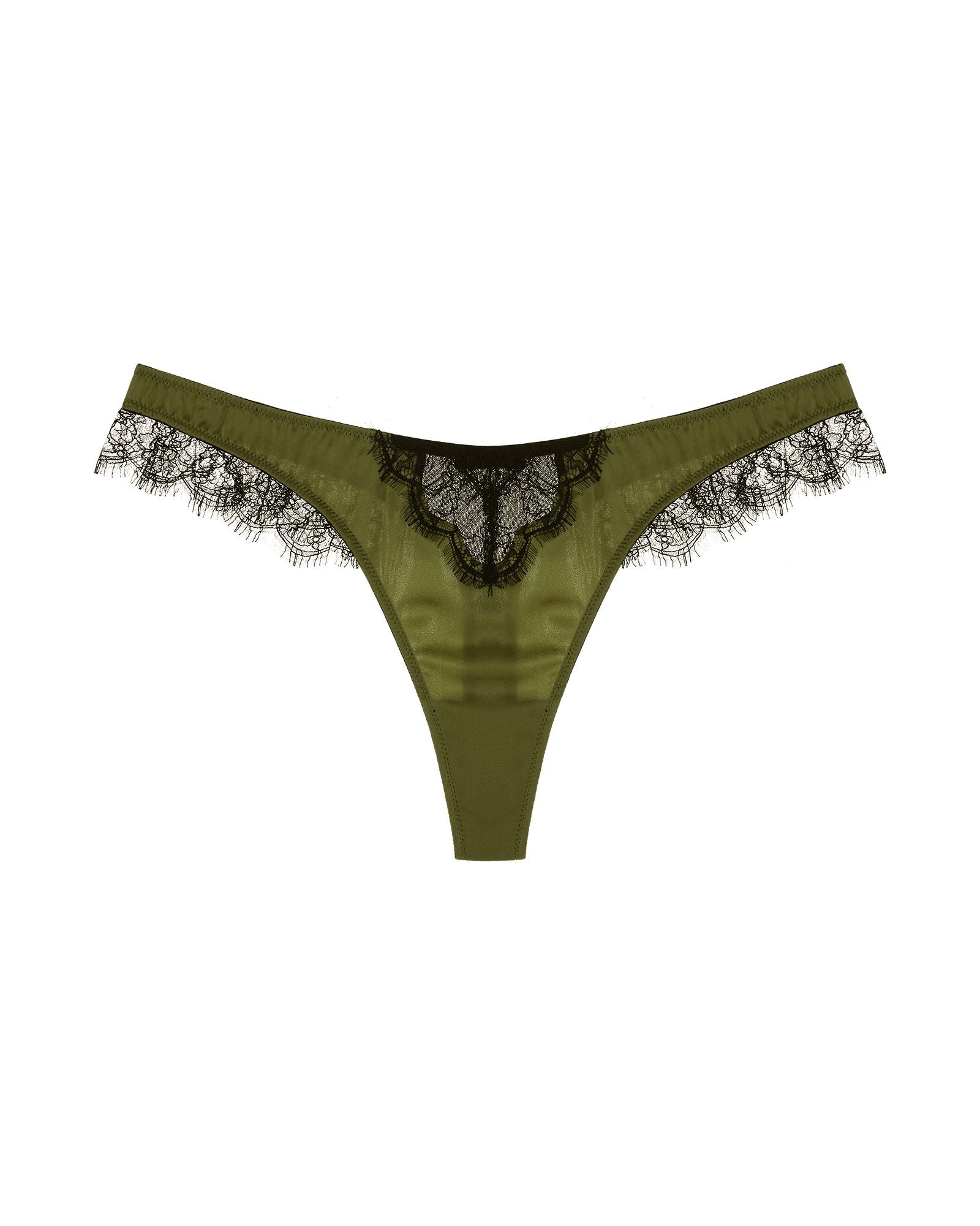 Kiki de Montparnasse Lace Inset Thong in green