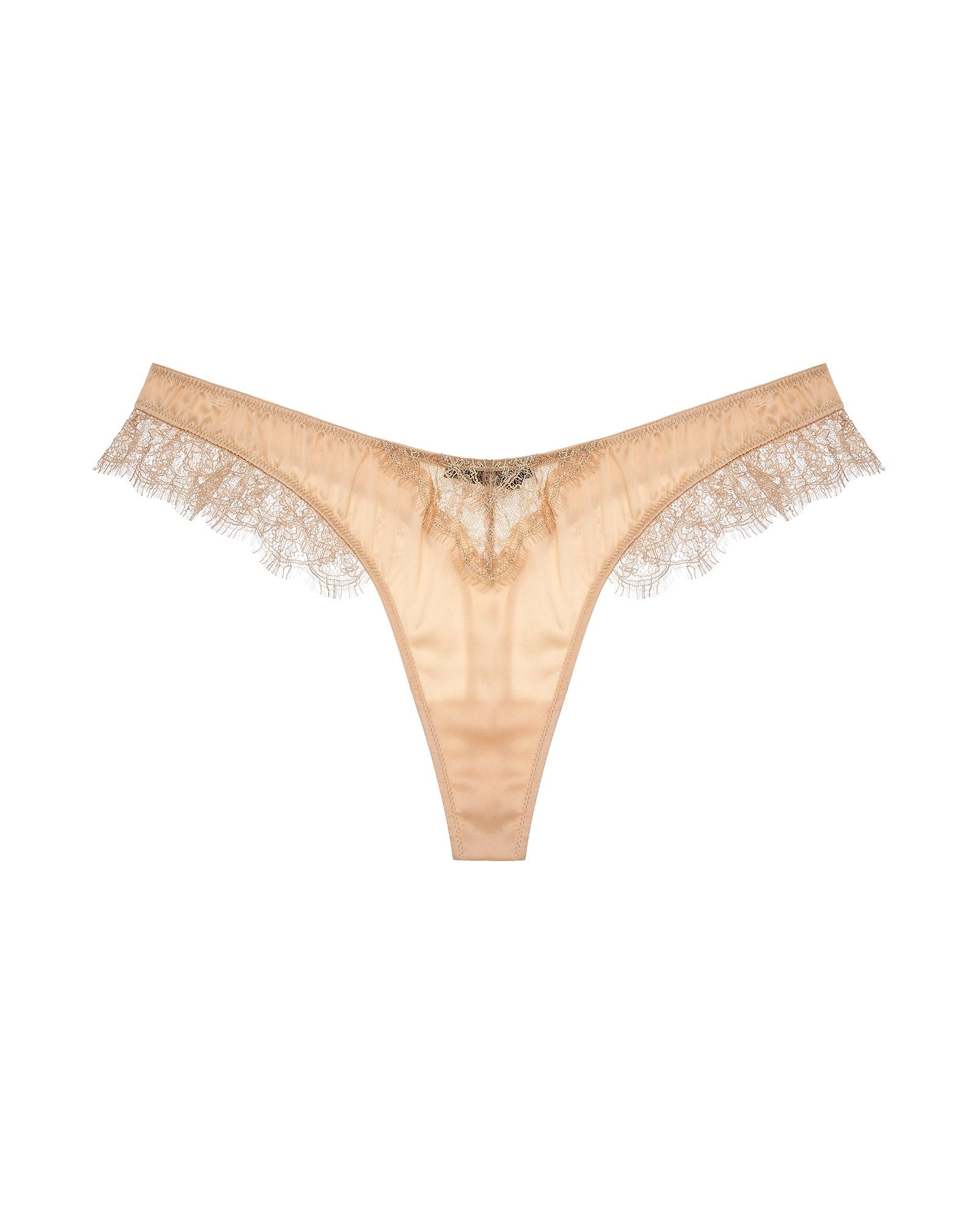 Kiki de Montparnasse Lace Inset Thong in beige