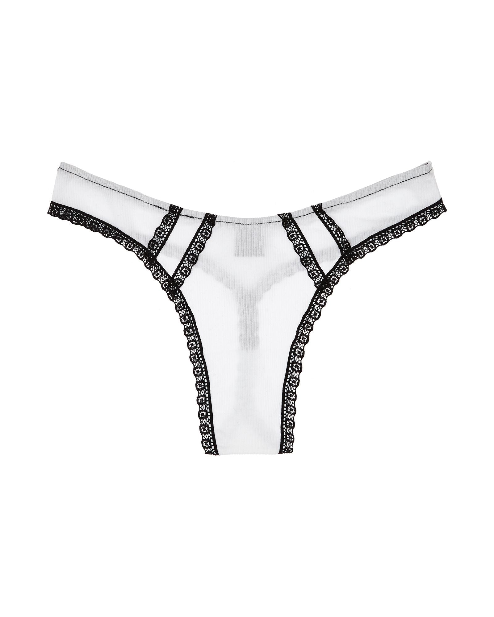 Only Hearts Feather Weight Rib G-String with Lace in white