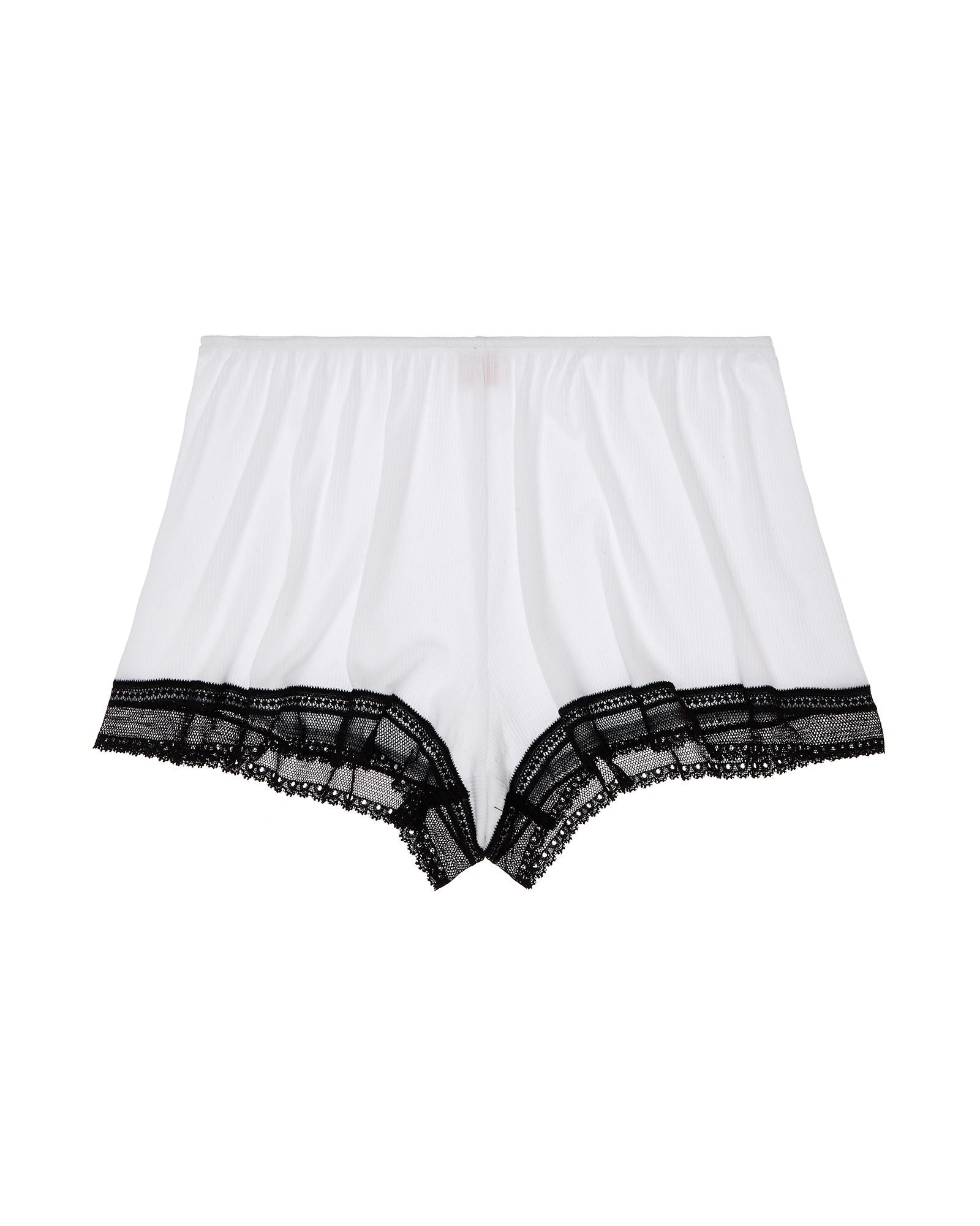 Only Hearts Feather Weight Rib Sleep Shorts with Lace in white