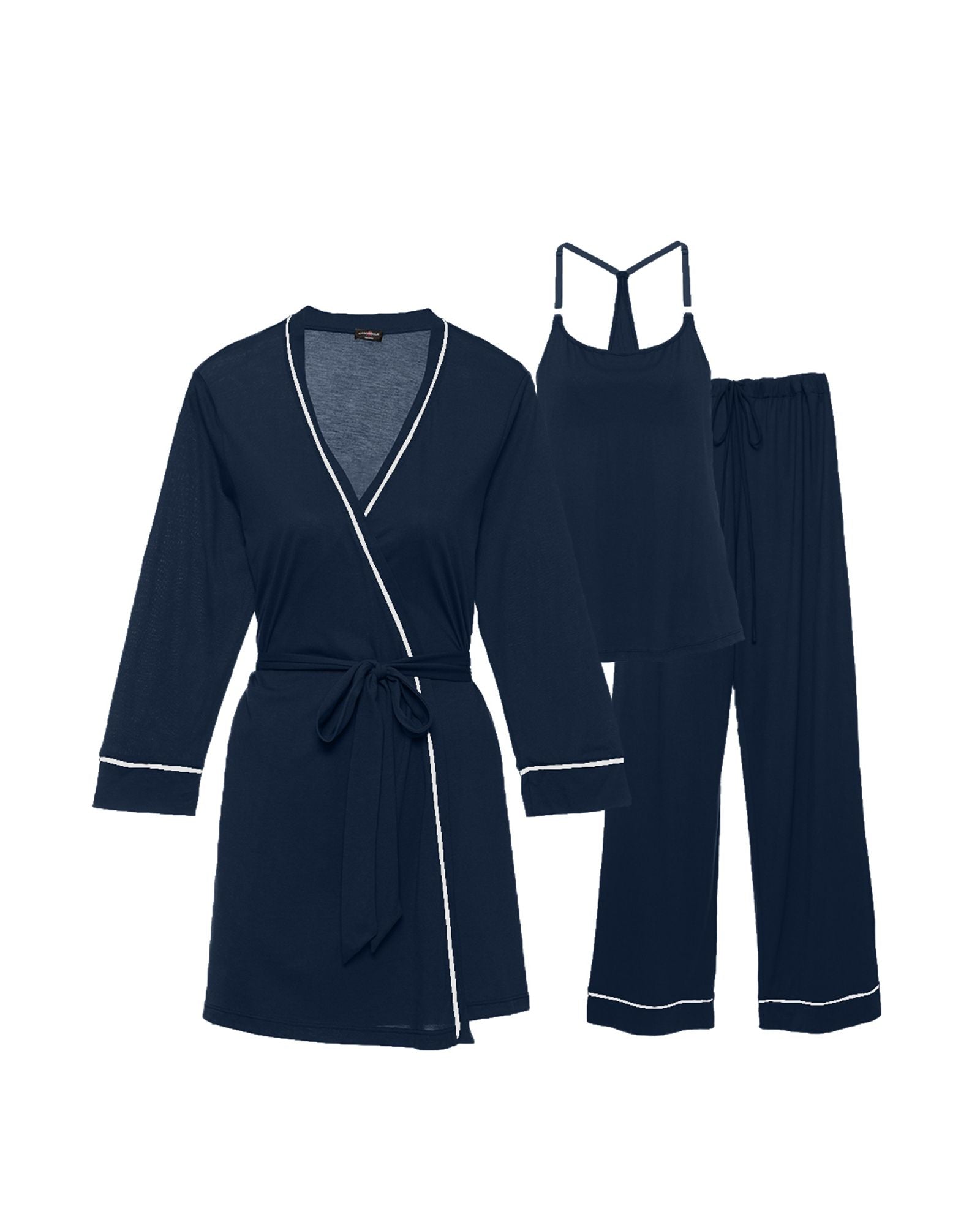 Cosabella Bella Maternity 3-Piece Pajama Set in blue