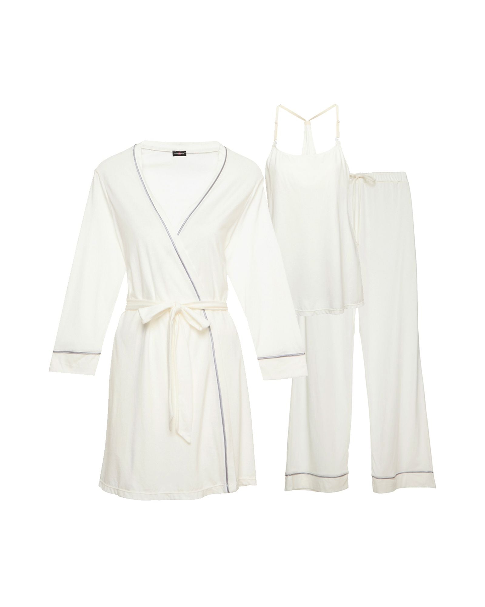 Cosabella Bella Maternity 3-Piece Pajama Set in white