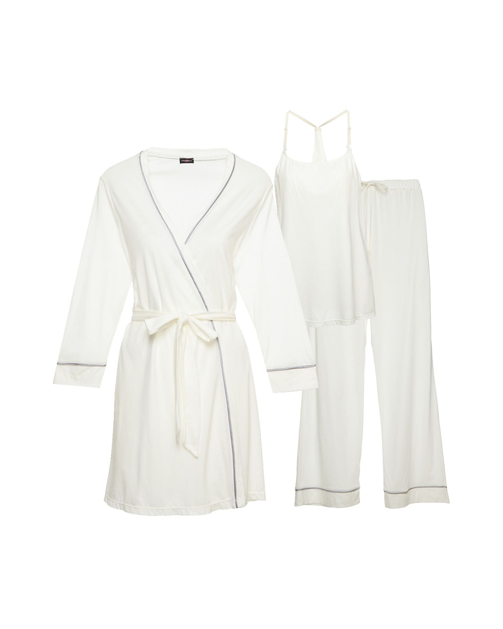 Cosabella Bella Maternity 3-Piece Pajama Set in white