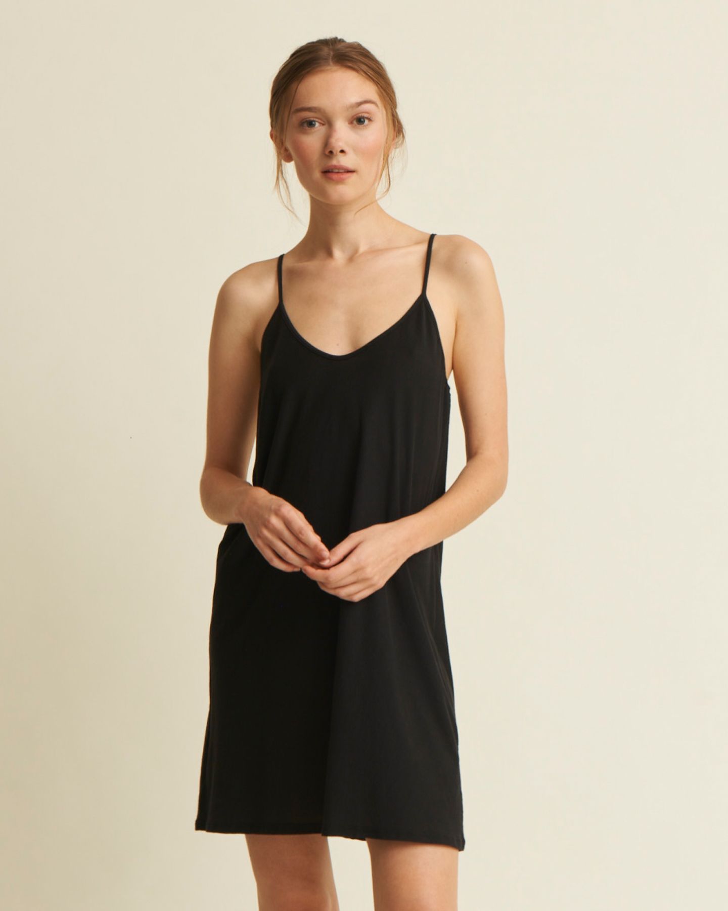 Skin Pima Cotton Sexy Slip in black