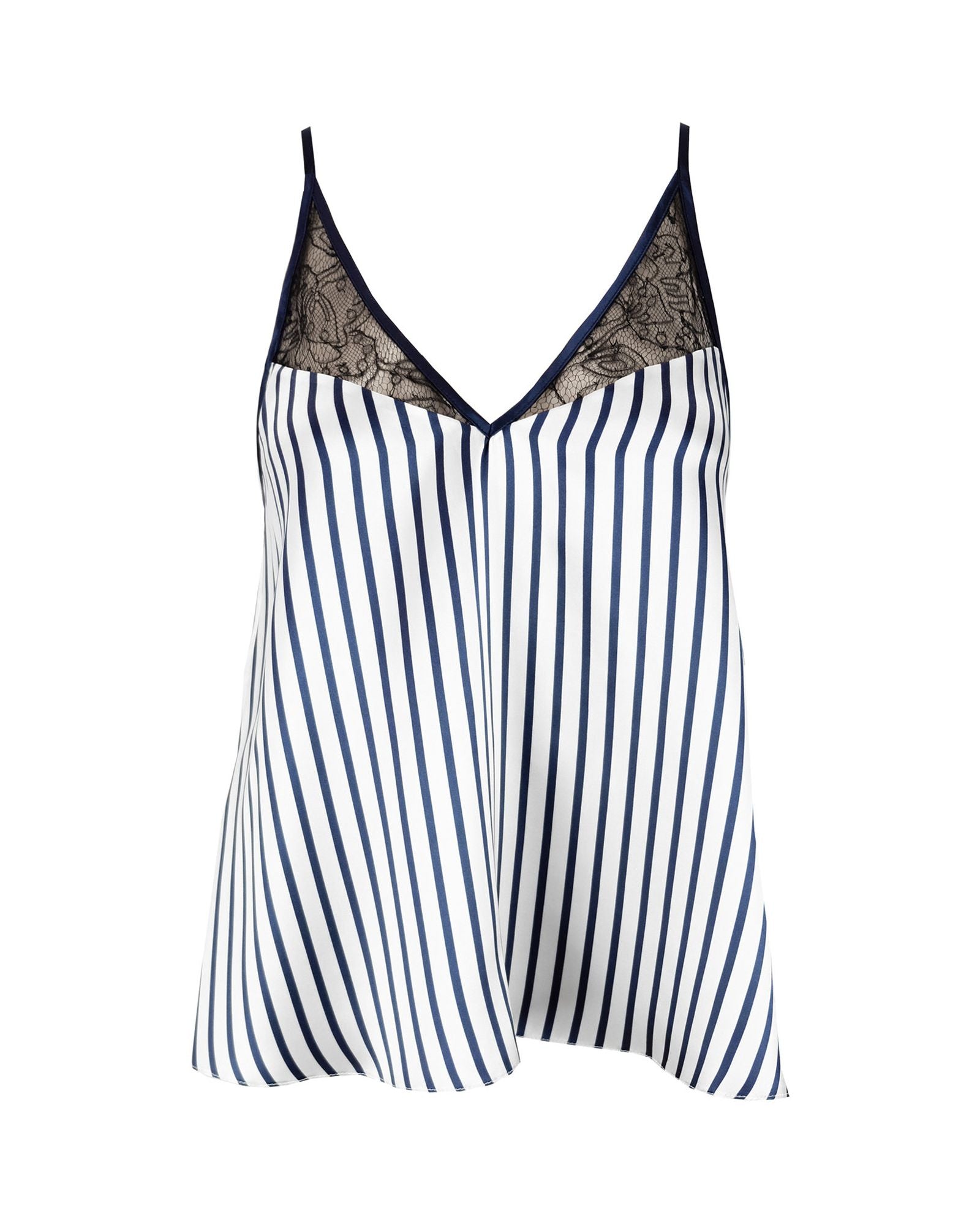 Violet & Wren Regency Stripe Lace Apex Cami in blue