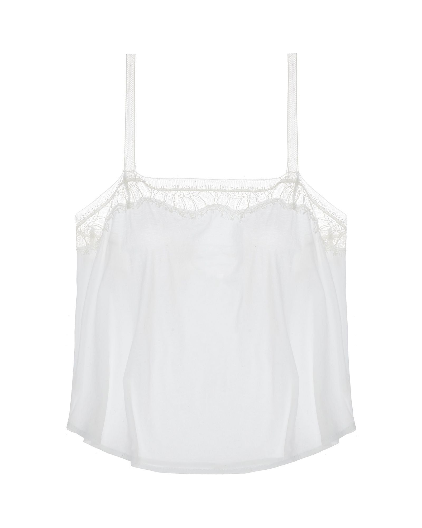 Skin Organic Pima Cotton with Lace Straight Neck Cami in white