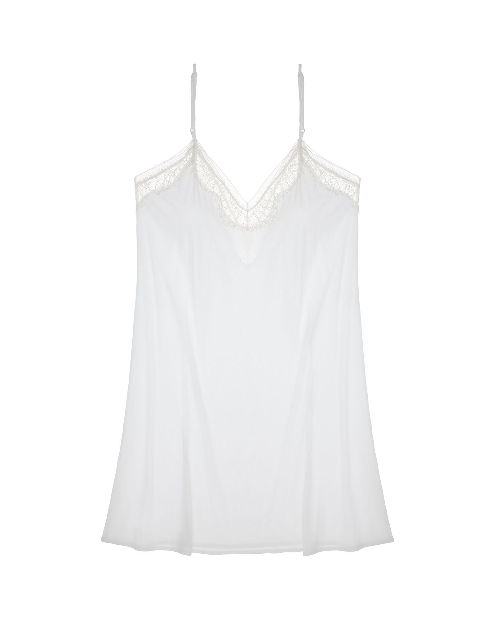 Skin Organic Pima Cotton with Lace Gracie Chemise in white
