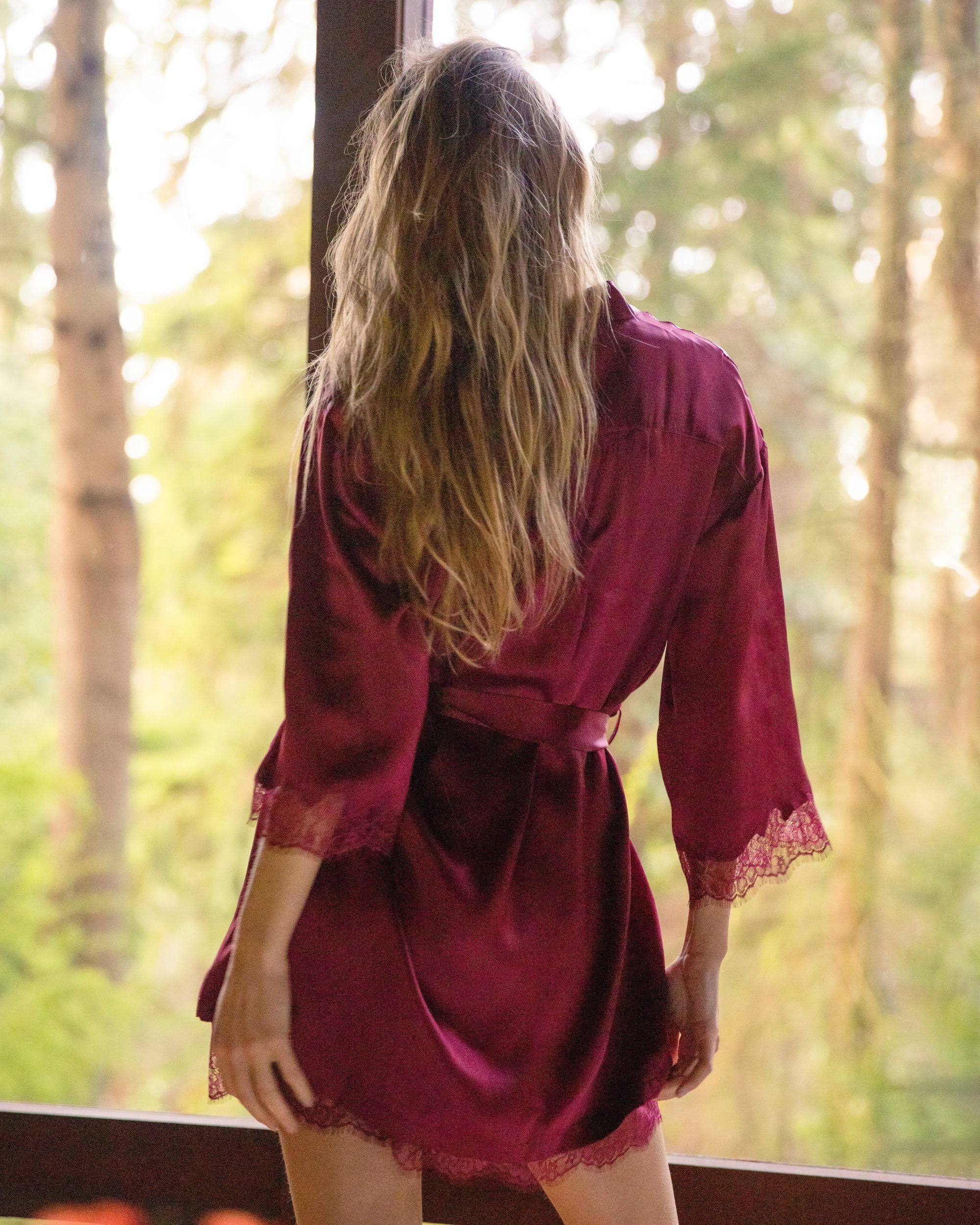 Journelle Charlotte Short Robe in red