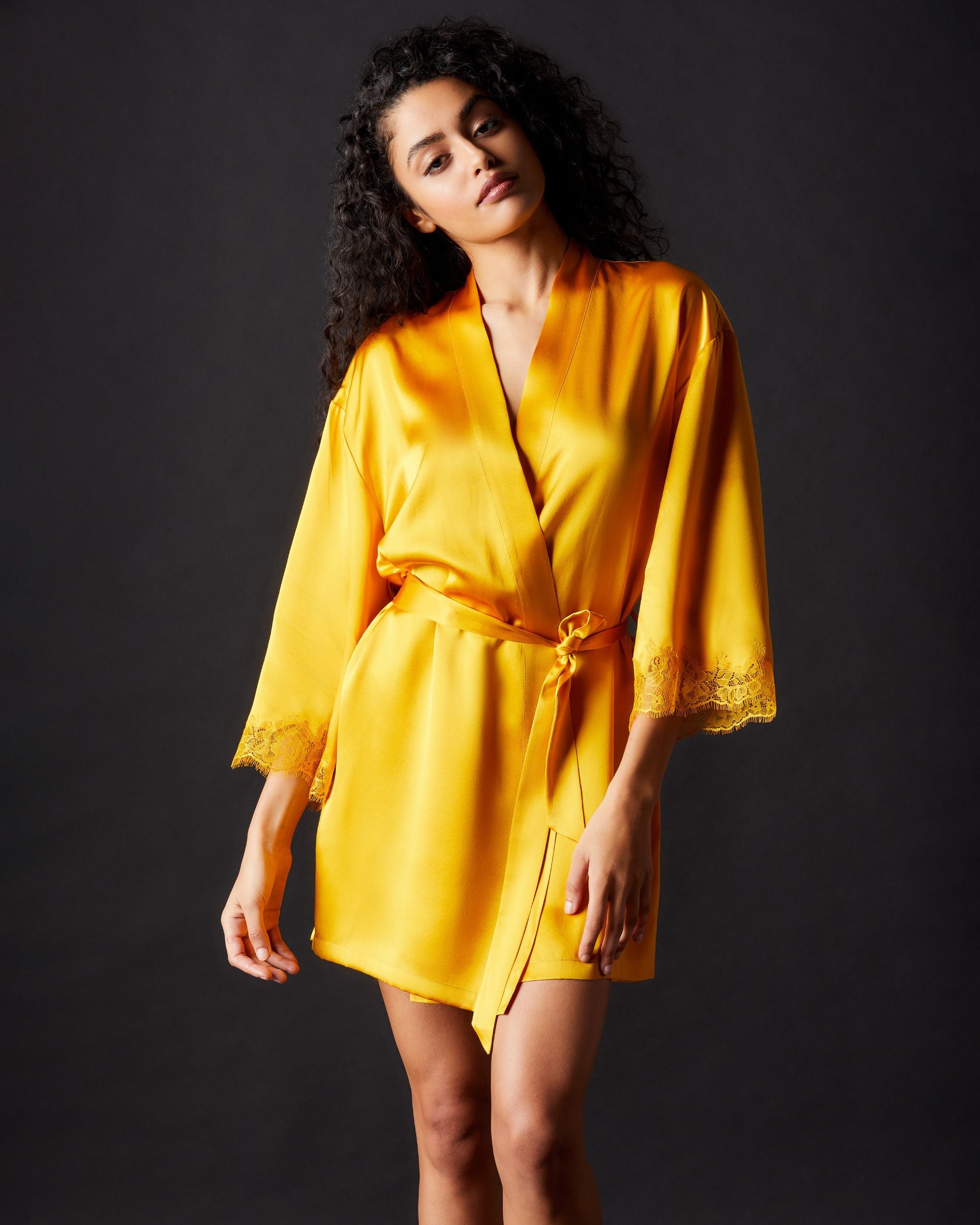 Journelle Charlotte Short Robe in yellow
