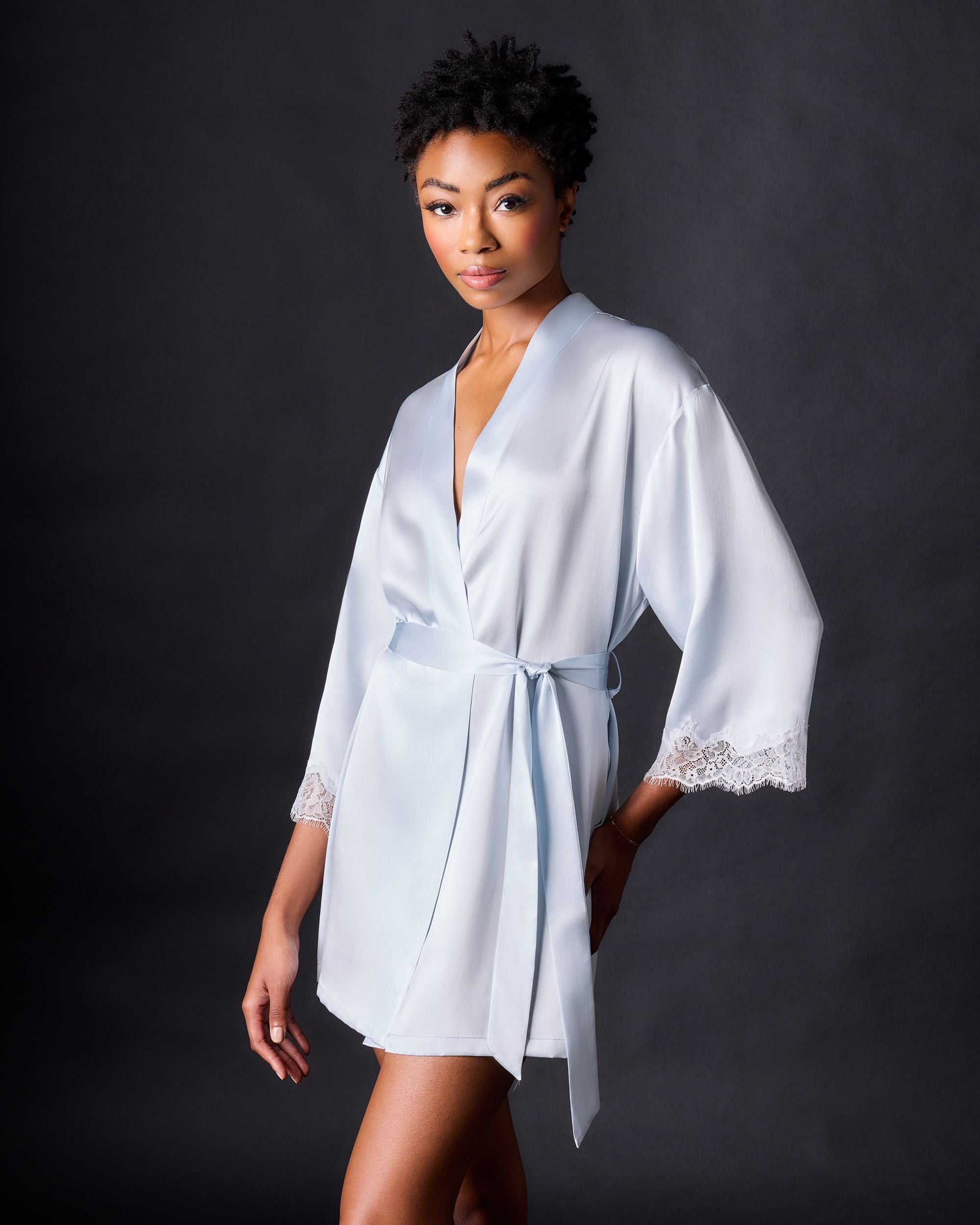 Journelle Charlotte Short Robe in blue