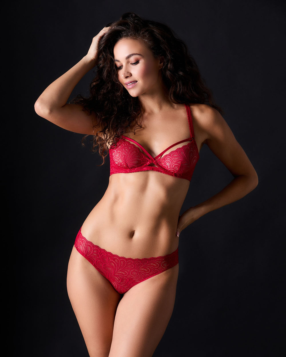 Karina Underwire Bra in red - front view | Journelle
