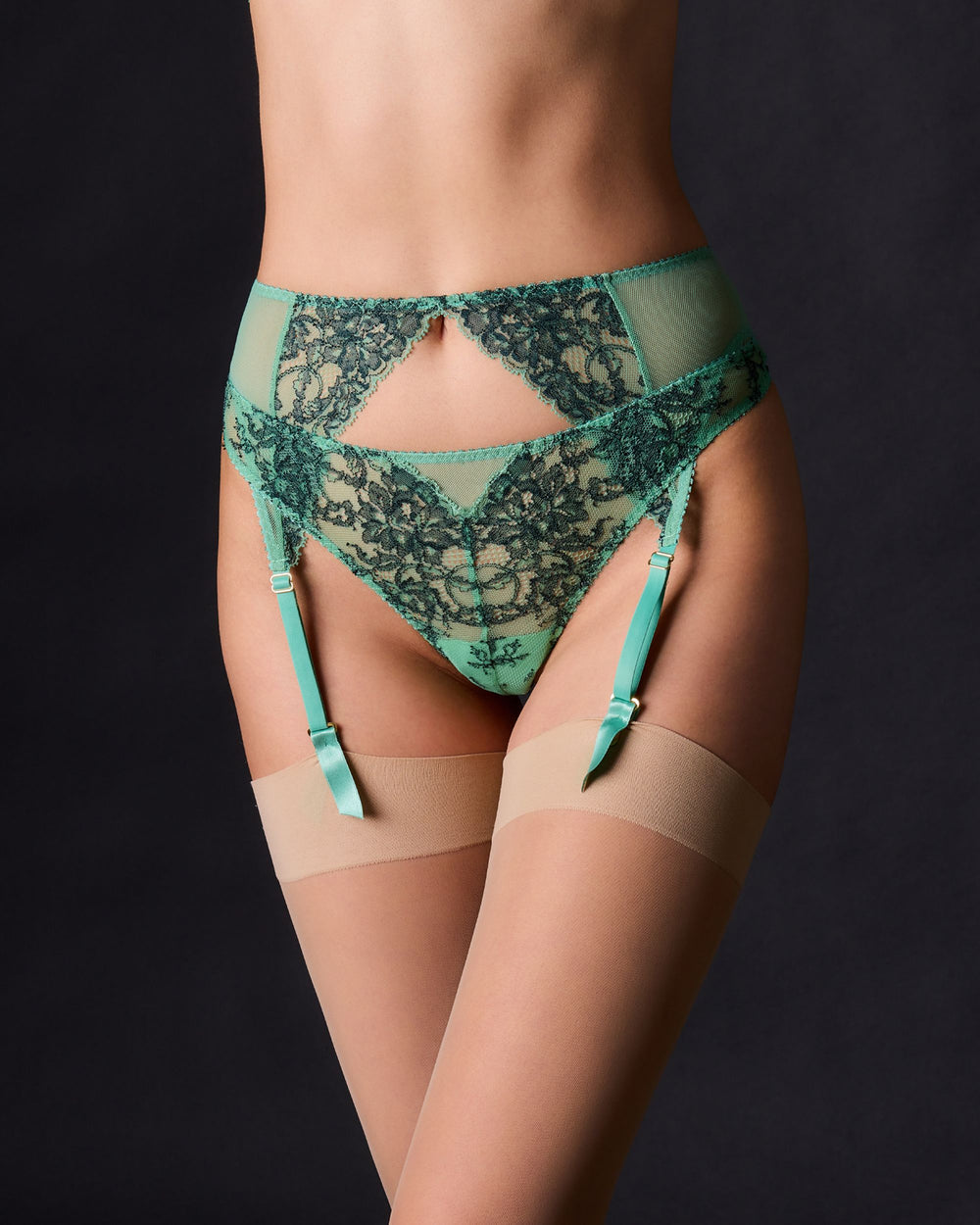 Journelle Chloe Suspender Belt in green