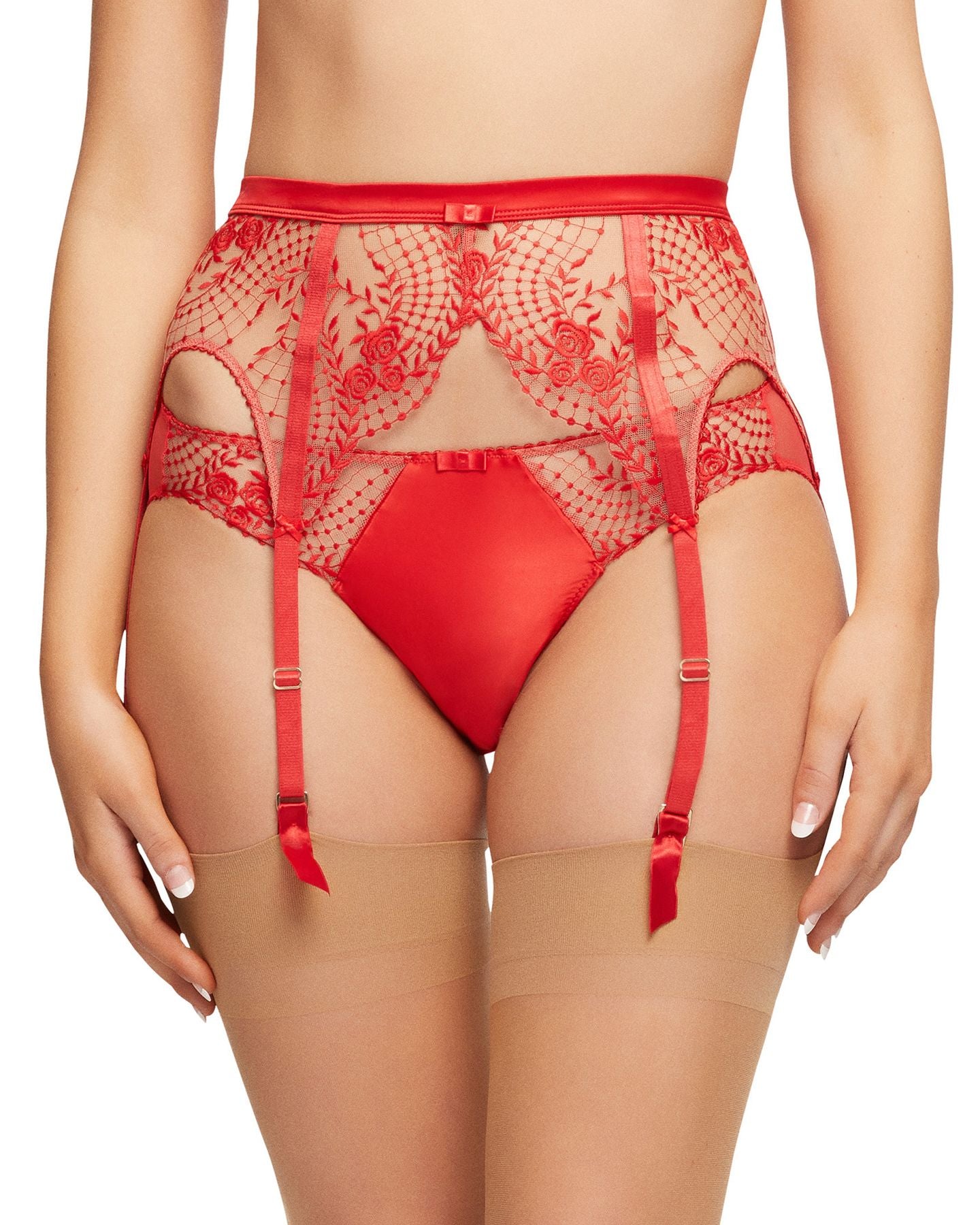 Dita Von Teese Julie's Roses Suspender in red