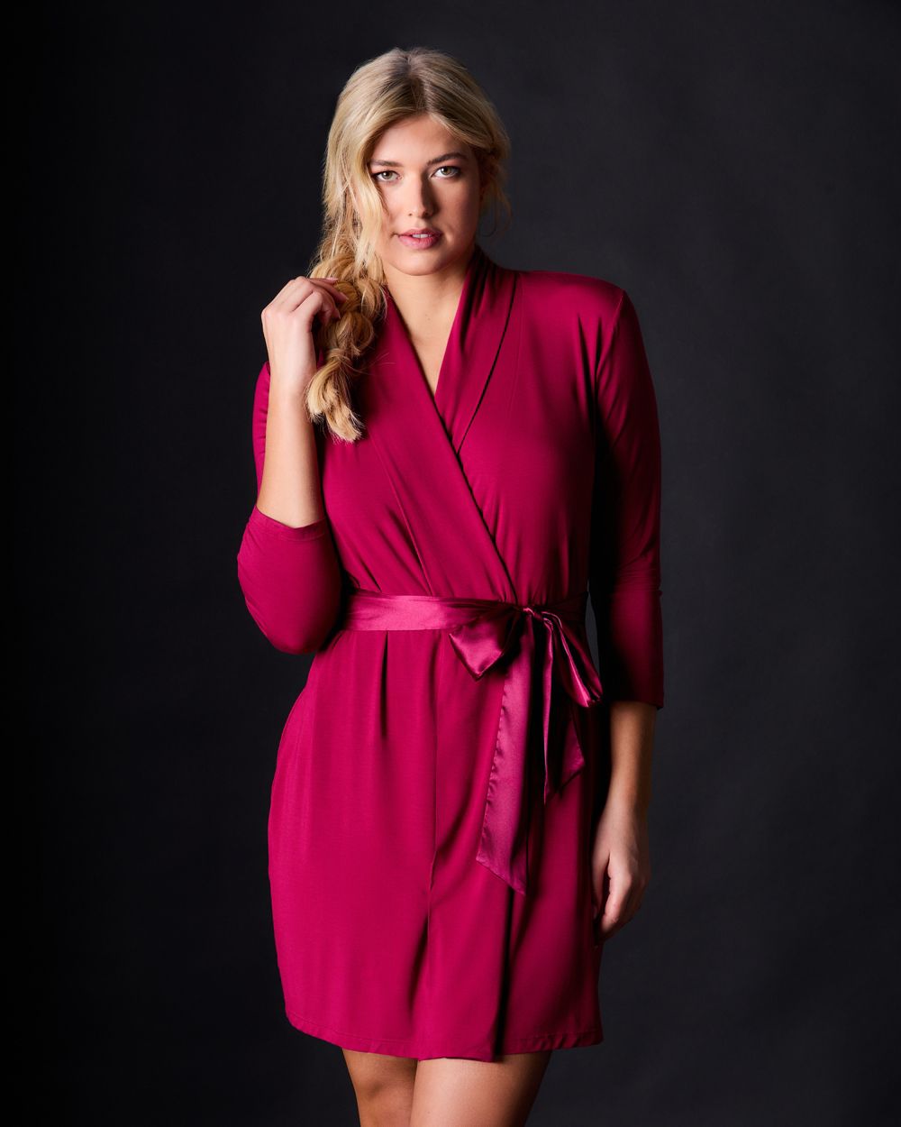 Fleur't Robe with Silk Ties in red