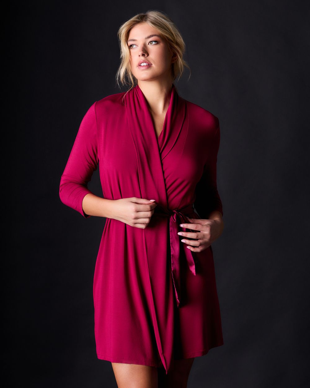 Fleur't Robe with Silk Ties in red