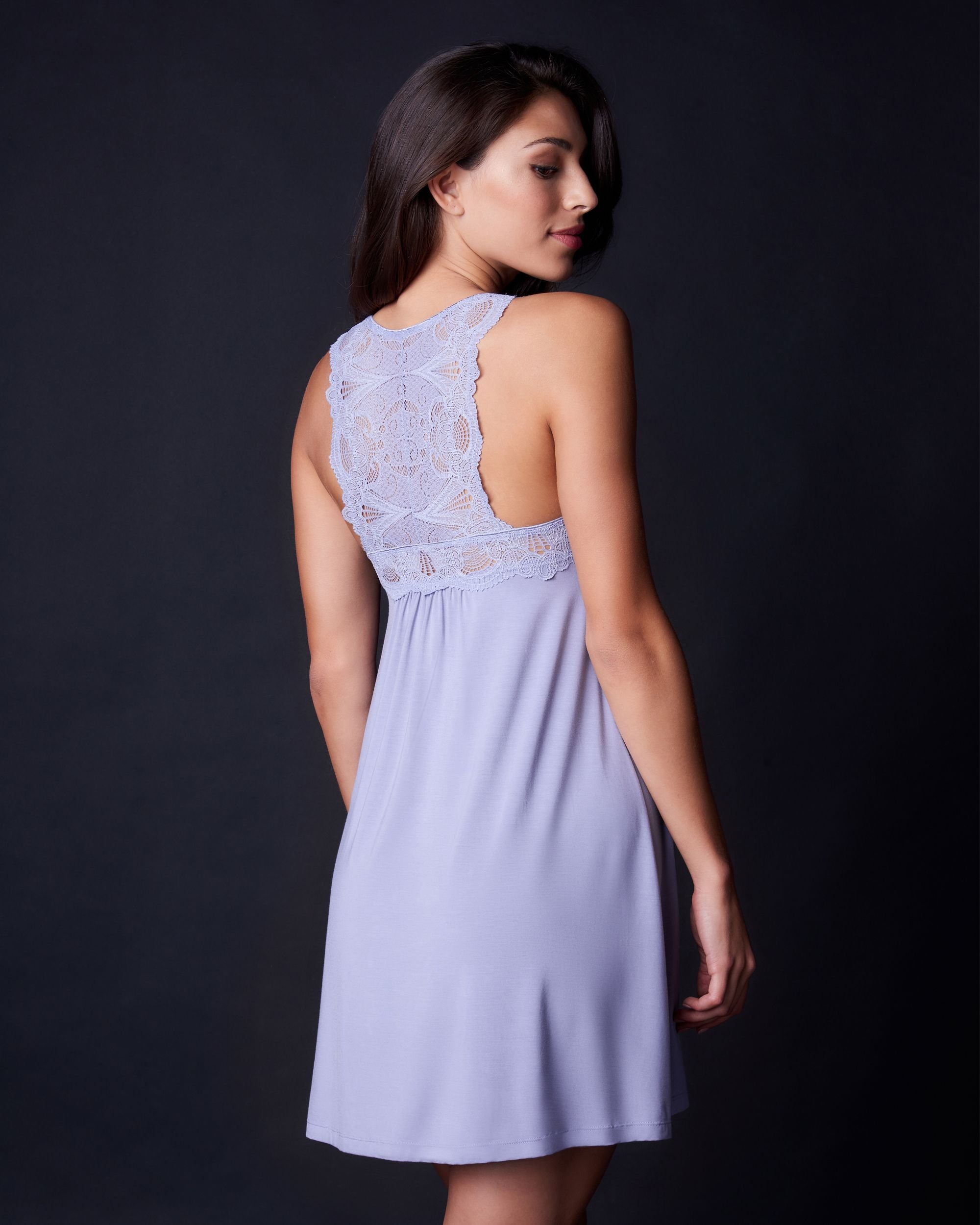 Fleur't Belle Epoque Lace T-Back Chemise in purple