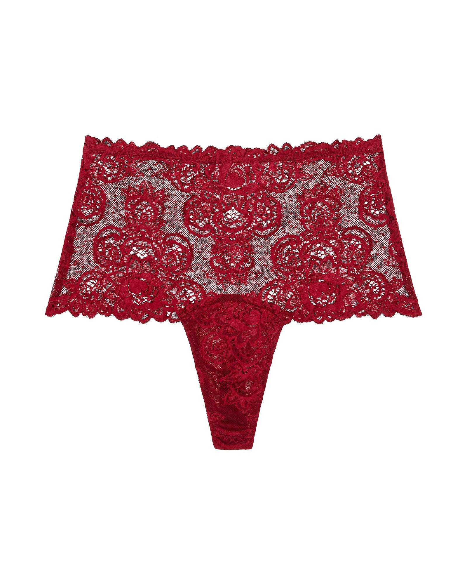 Only Hearts Recycled Lace High Waist Thong in red