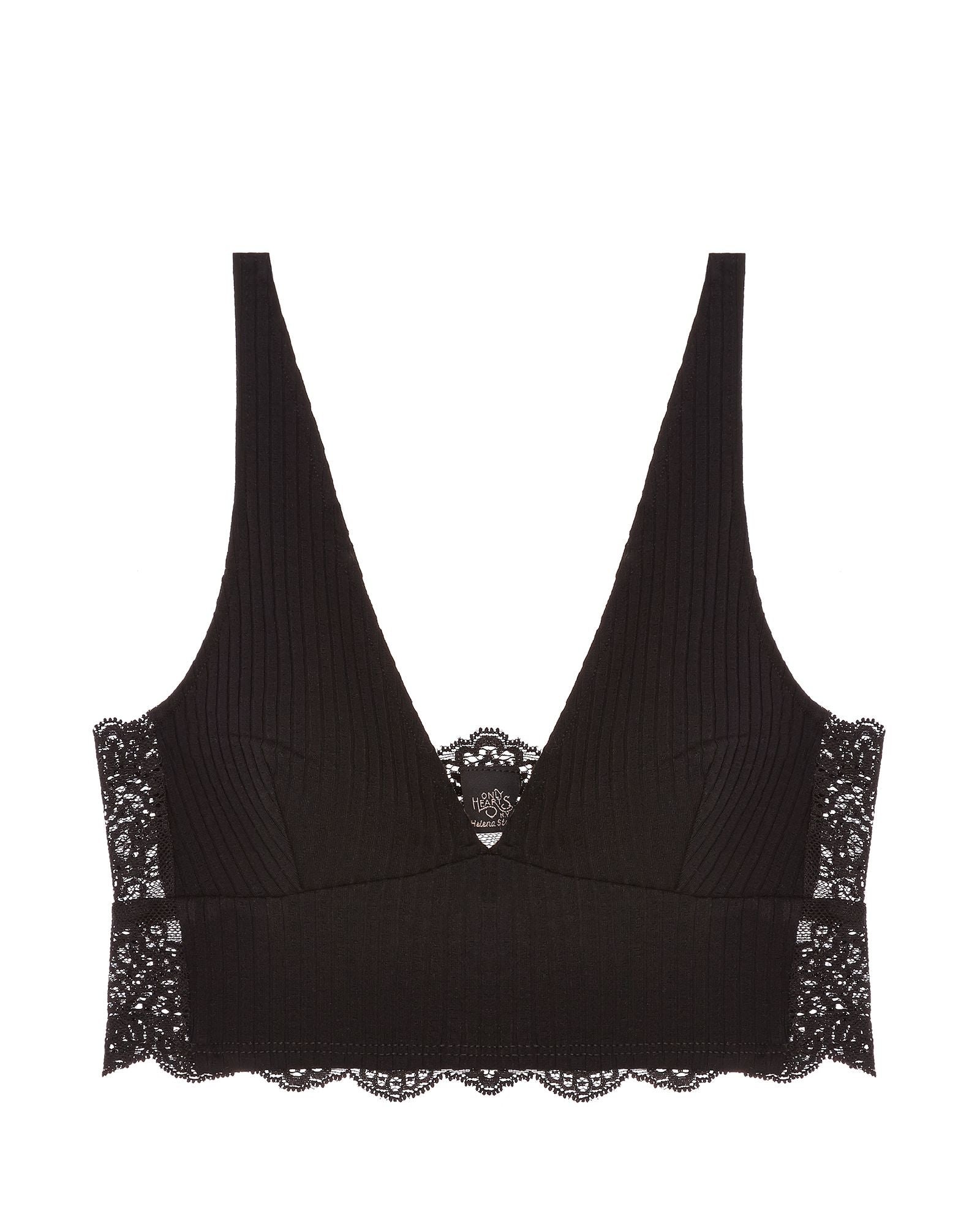 Only Hearts Eco Rib with Lace Long Line Bralette in black