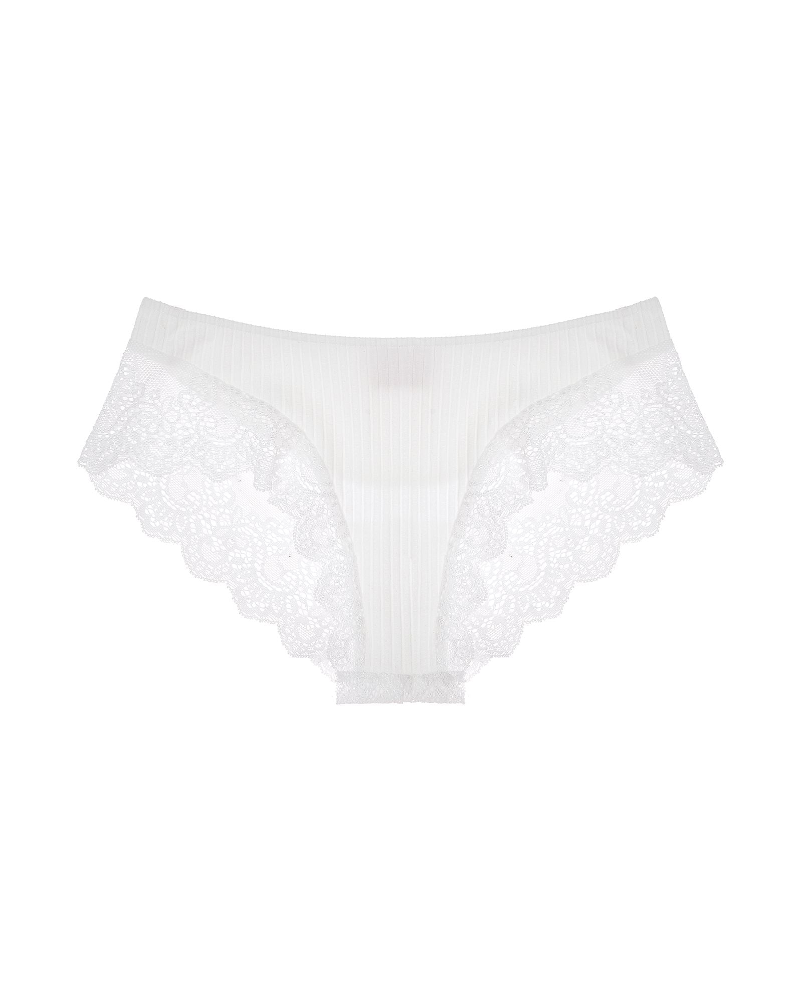 Only Hearts Eco Rib with Lace Cheeky Hipster in white