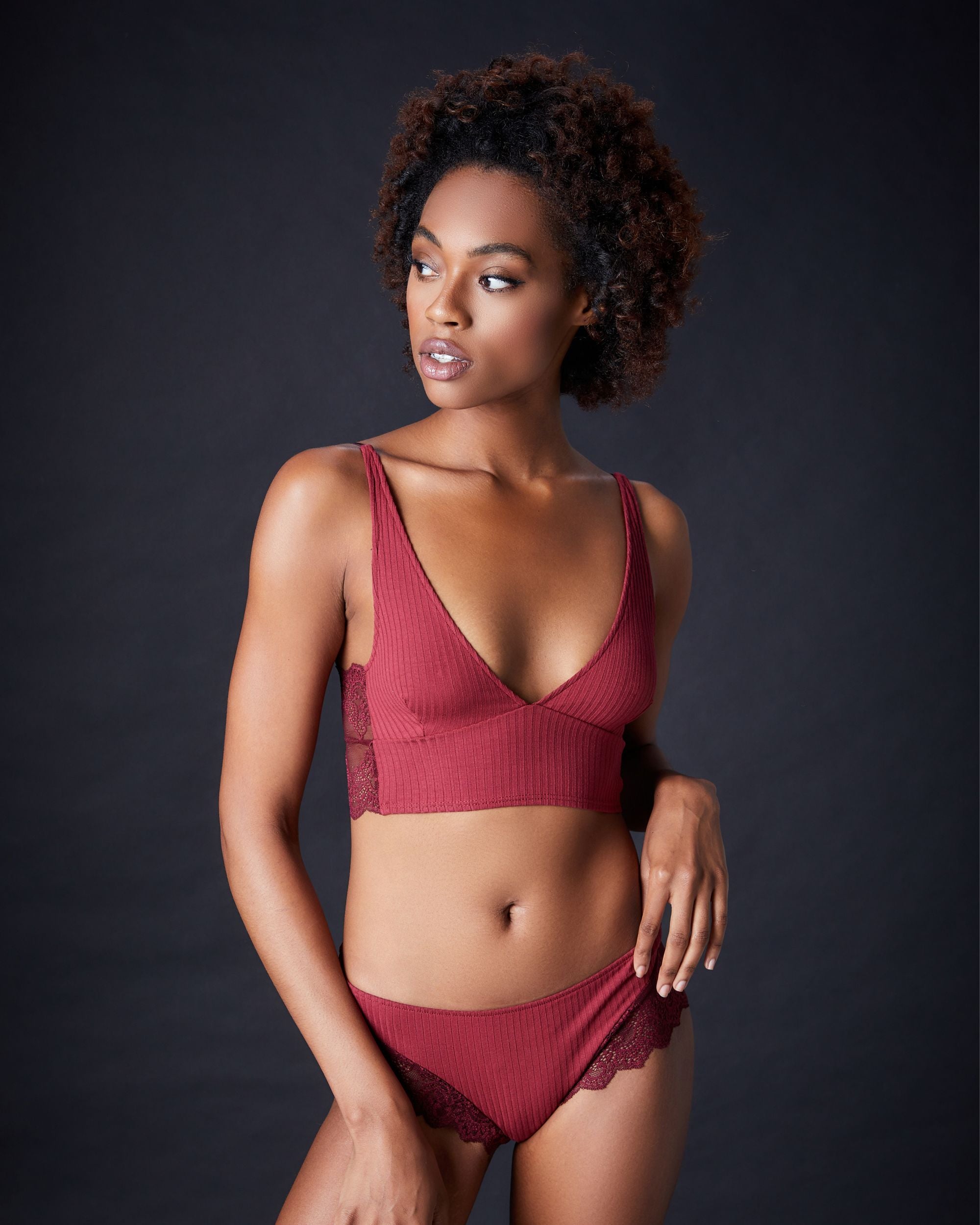 Only Hearts Eco Rib with Lace Cheeky Hipster in purple