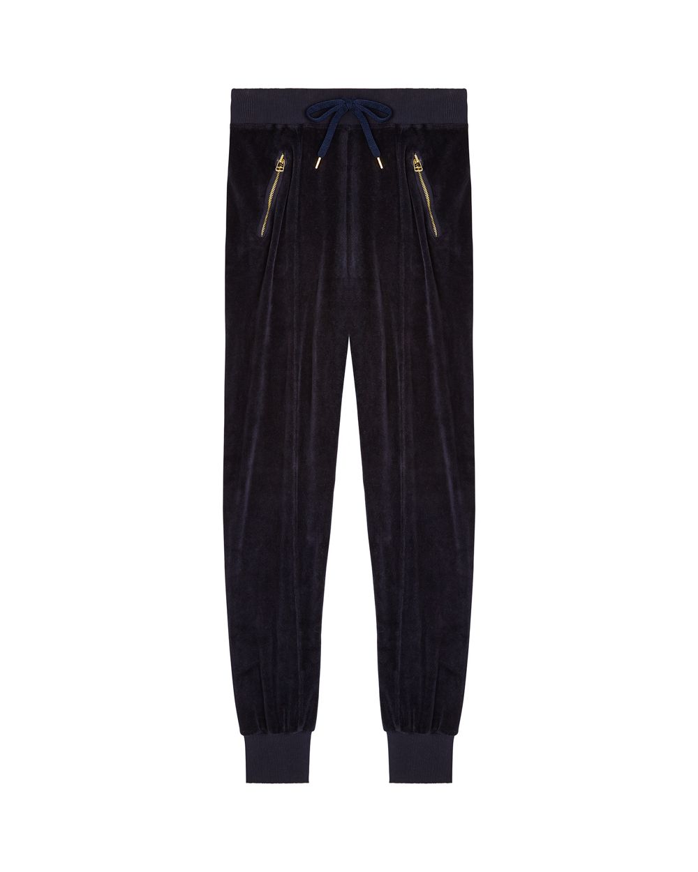 Sundry Velour Zip Pocket Pintuck Pant in blue