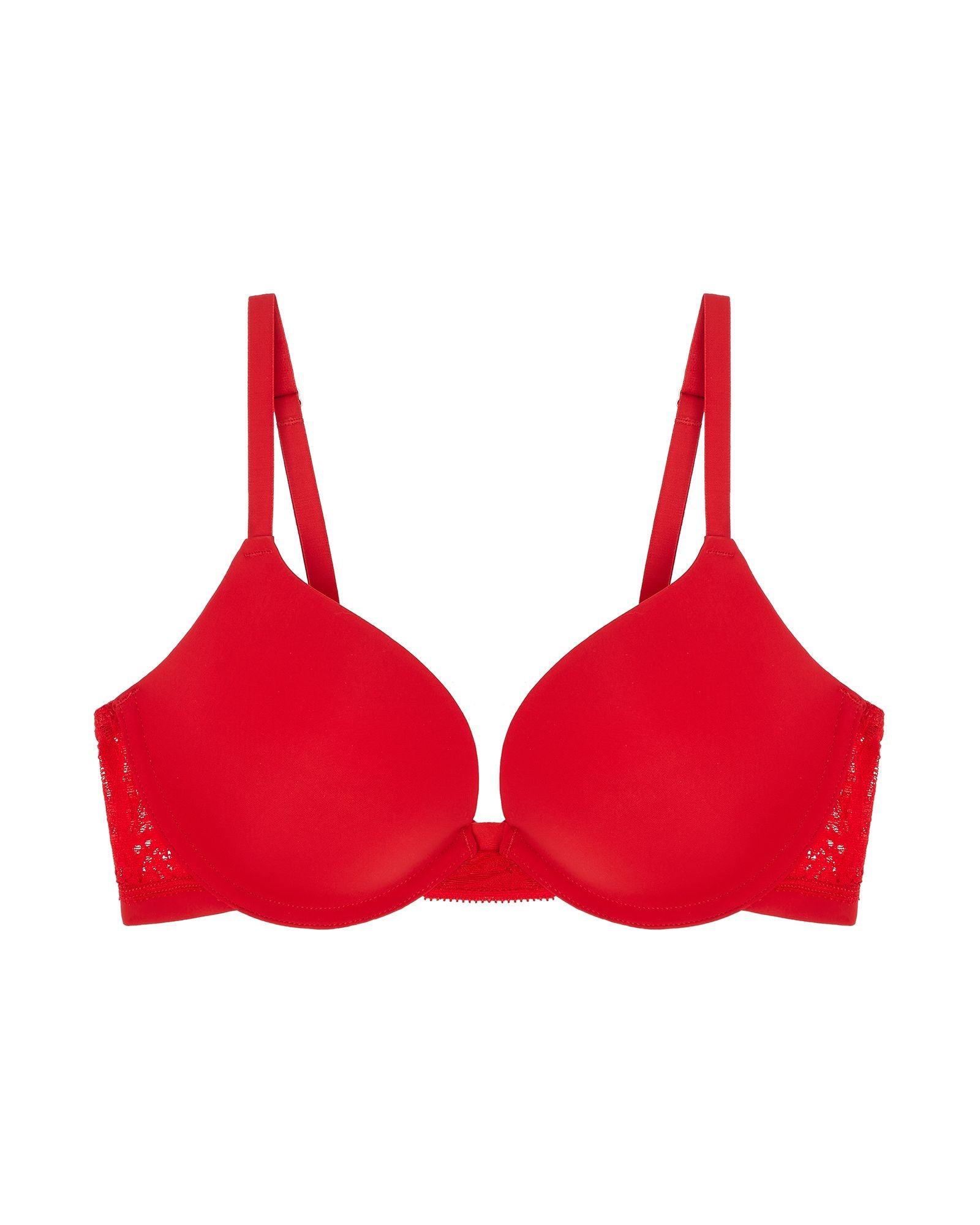 OnGossamer Sleek Micro Push Up Bra with Lace in red