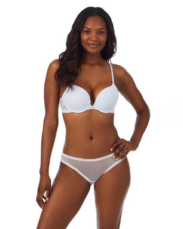 OnGossamer Sleek Micro Push Up Bra with Lace in blue